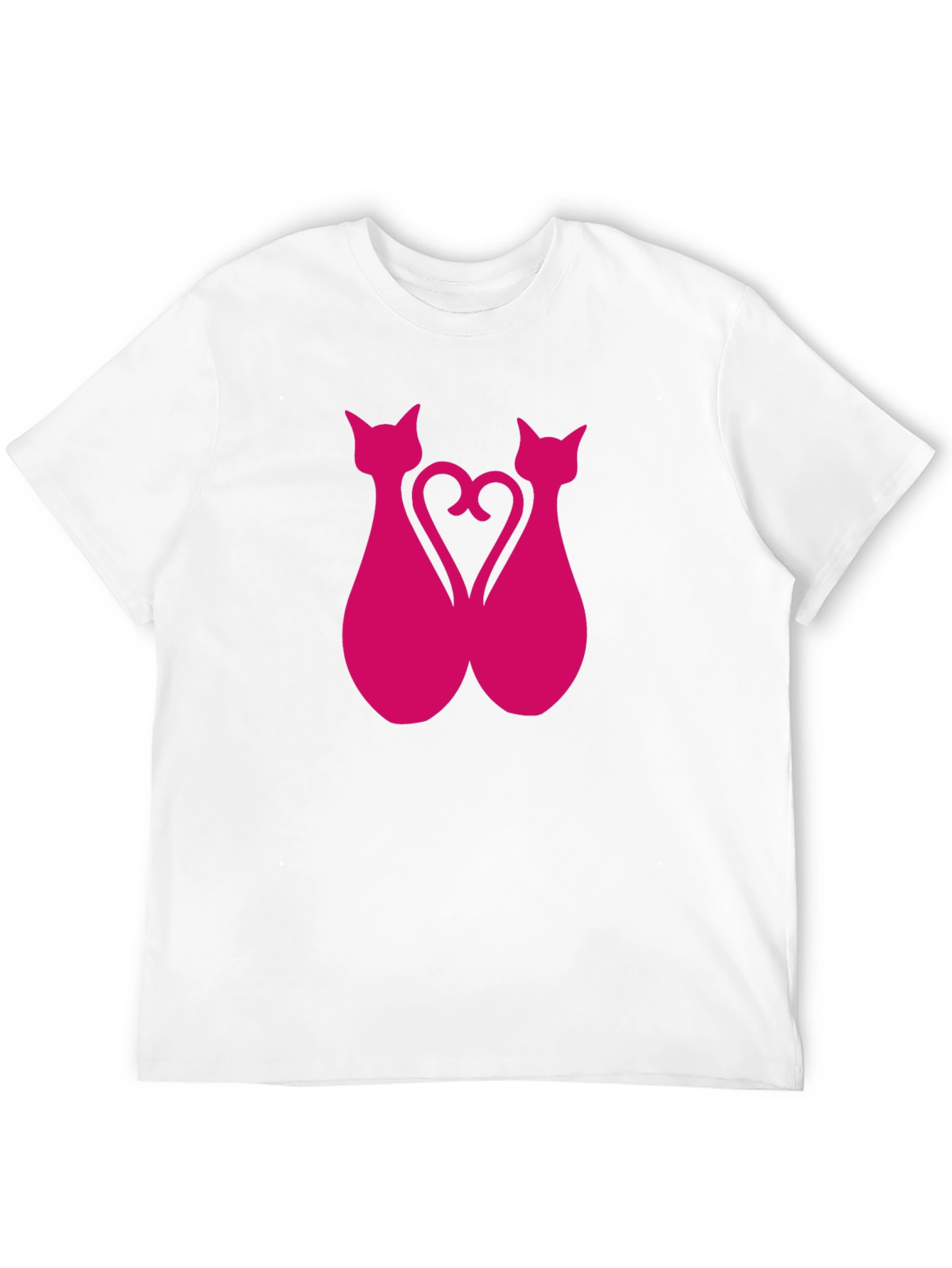 Black Pink Cat Silhouette Heart Graphic Tee view 12