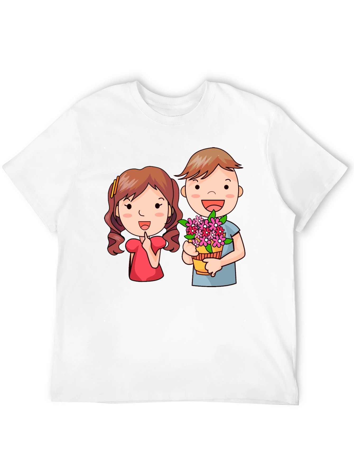 Black Cute Cartoon Couple Graphic T-Shirt view 12