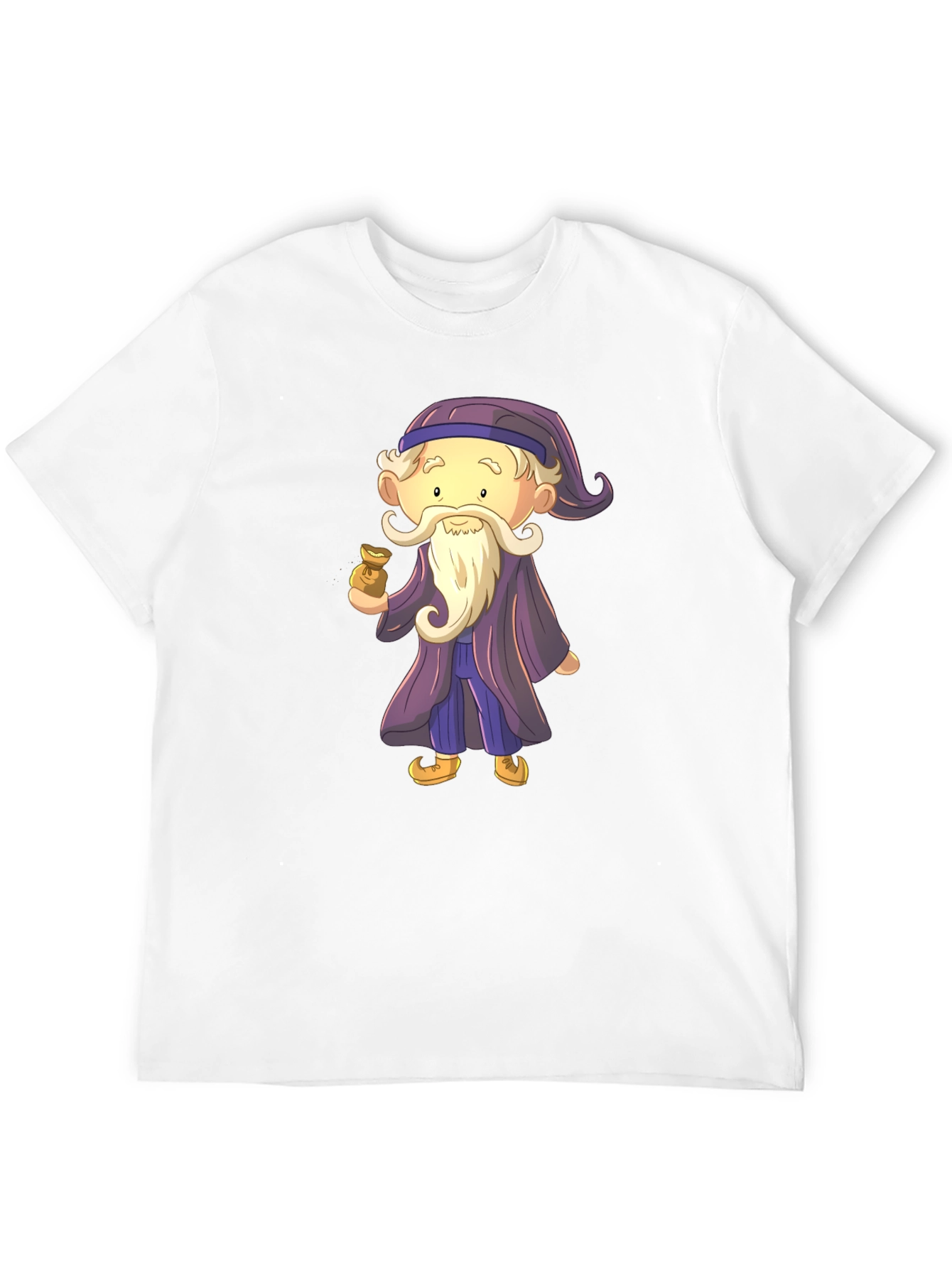 Black Cartoon Wizard Graphic Tee - Black Cotton T-Shirt view 12