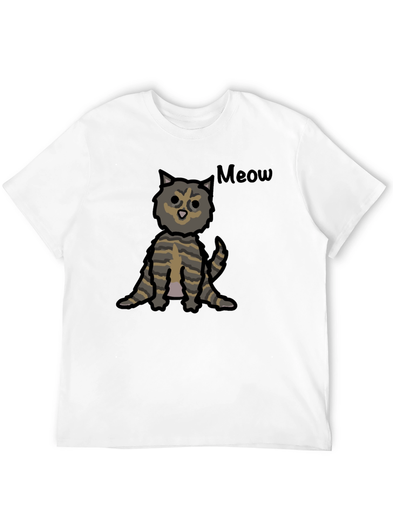 Black Cute Cartoon Cat Meow Graphic T-Shirt view 12