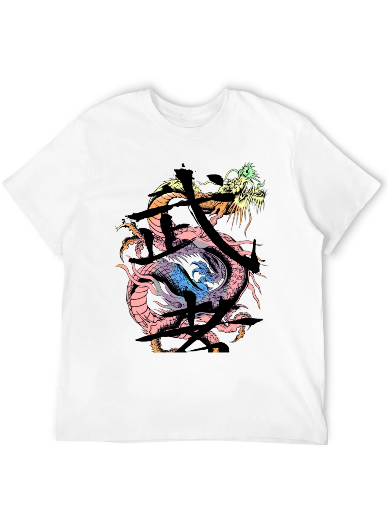 Black Dragon Kanji Graphic Print Black T-Shirt view 12