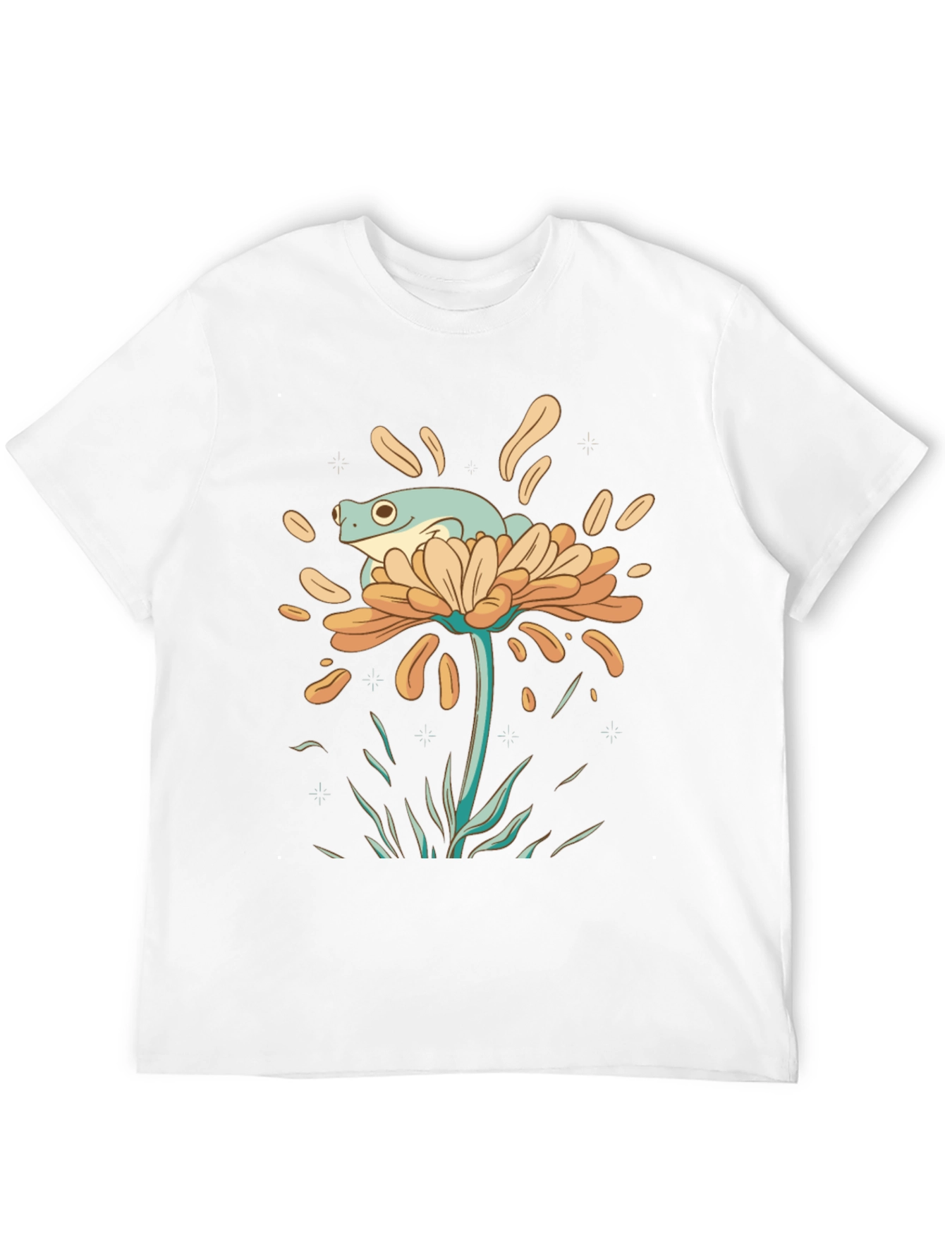 Black Frog on Flower Graphic Tee - Black Cotton T-Shirt view 12