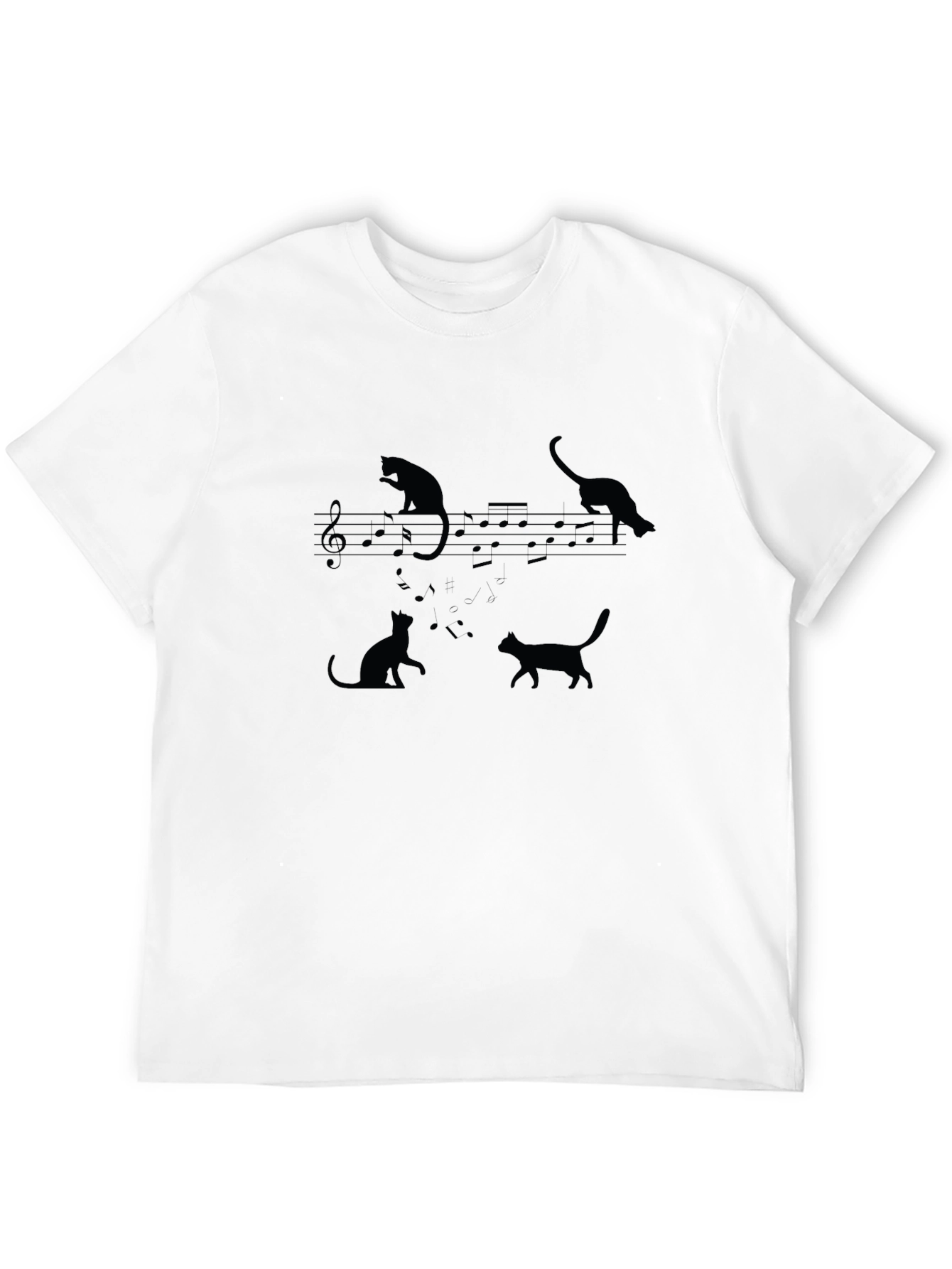 Black Cats On Music Staff T-Shirt view 12