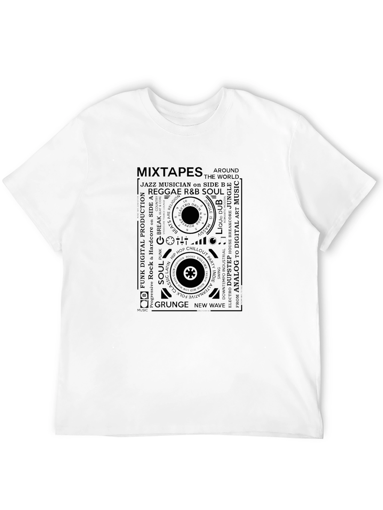 Black Music Genre Mixtape Graphic T-Shirt - Retro Style Tee view 12