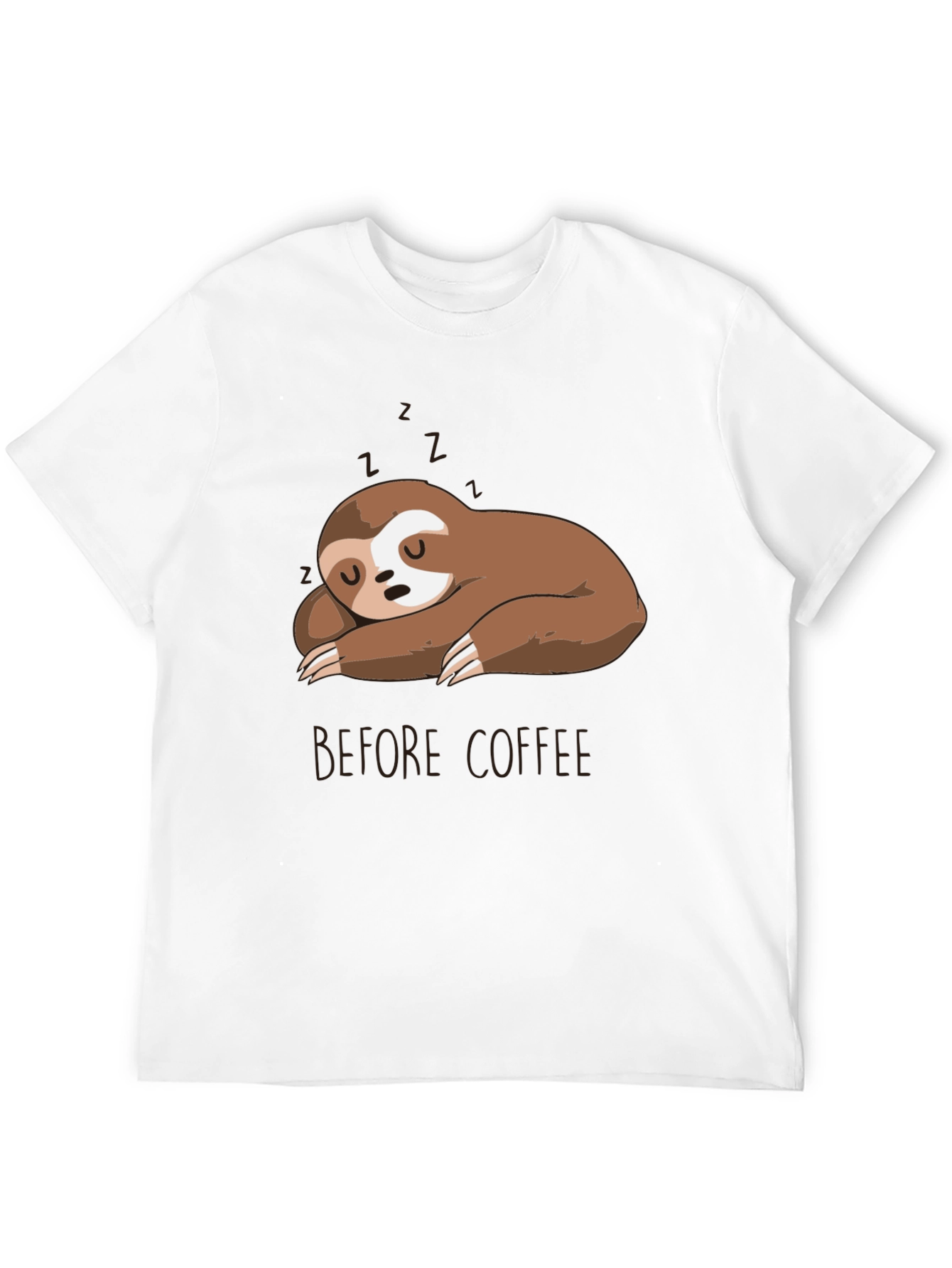 Black Sleeping Sloth Before Coffee T-Shirt view 12