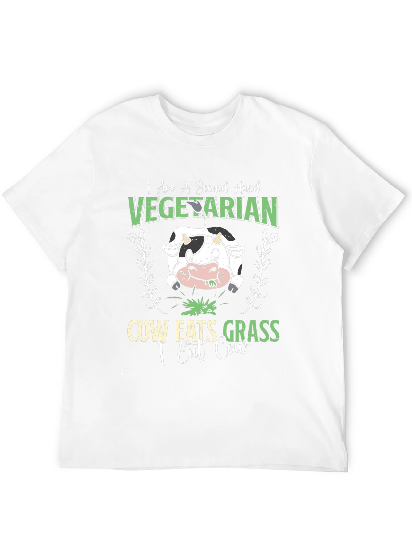 Black Second Hand Vegetarian Funny Cow Graphic T-Shirt view 12