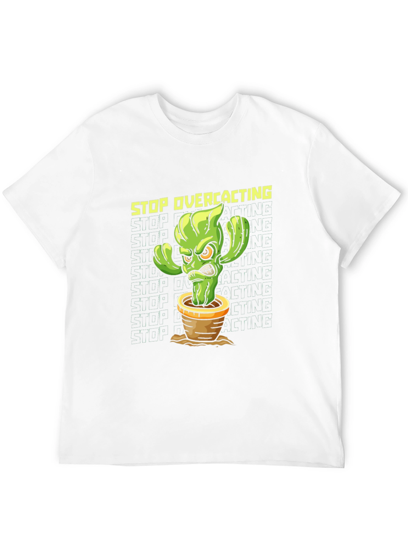 Black Stop Overcacting T-Shirt - Funny Cactus Graphic Tee view 12