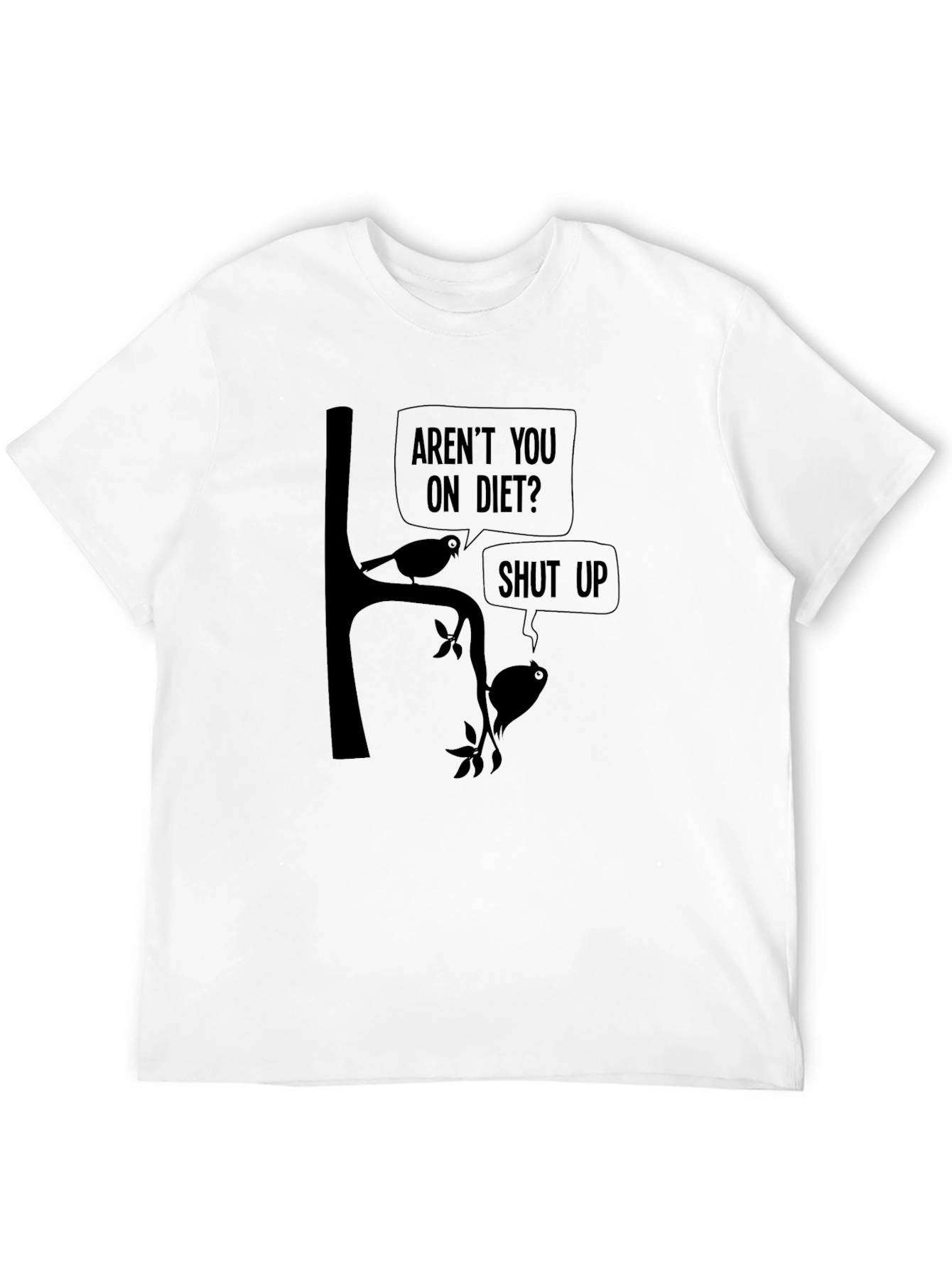 Black Funny Bird Diet T-Shirt - Humor Tee view 12