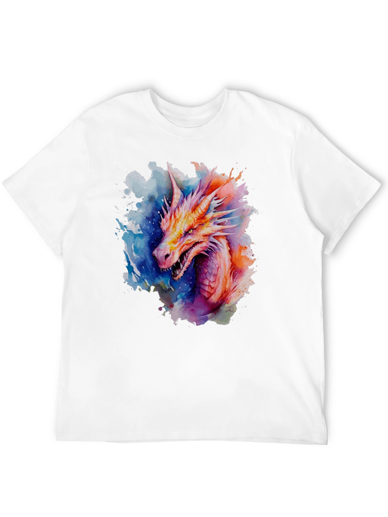 Black Watercolor Dragon Graphic Black T-Shirt view 12