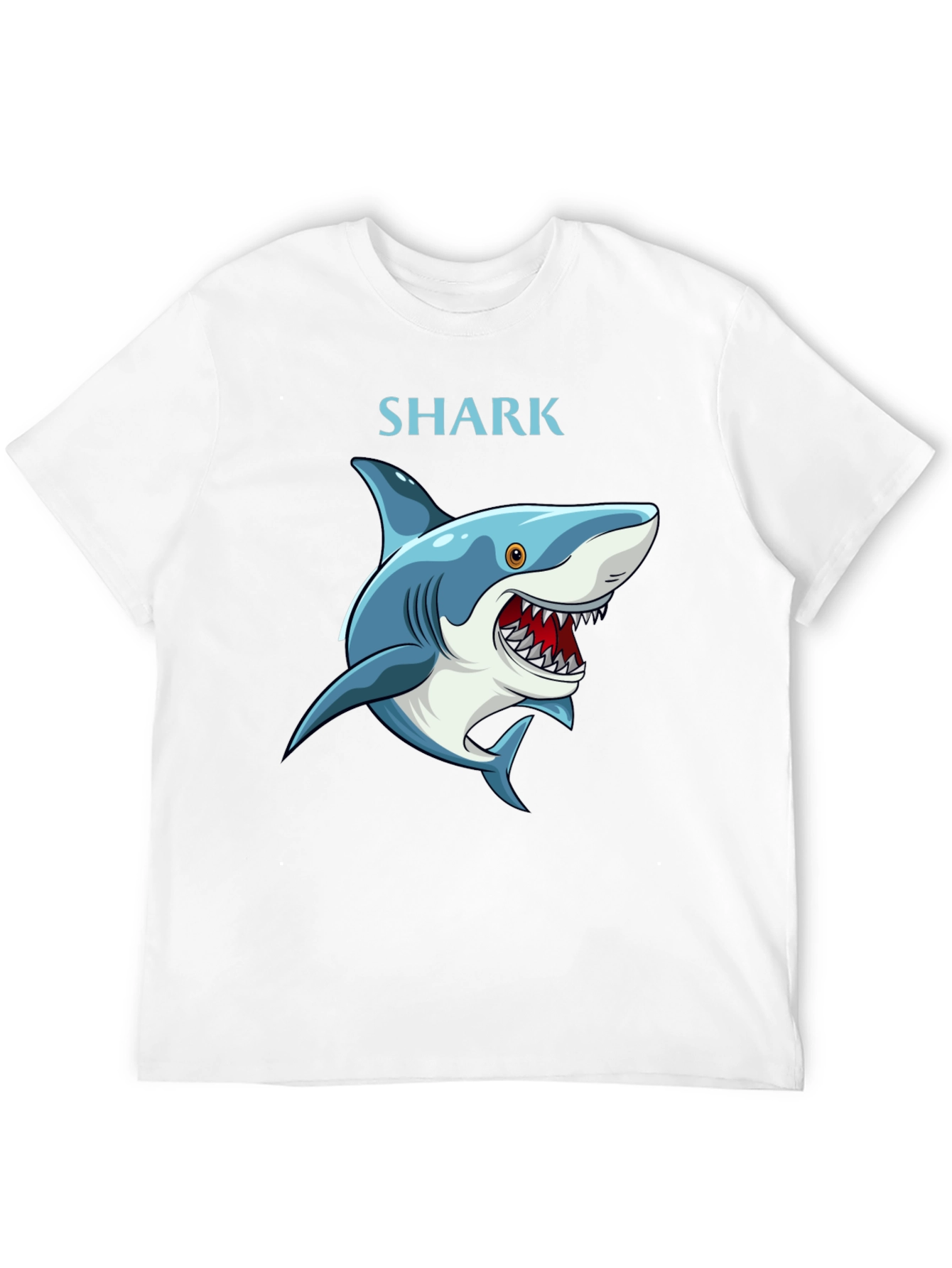 Cartoon Shark Graphic T-Shirt - Black Cotton Tee - 12