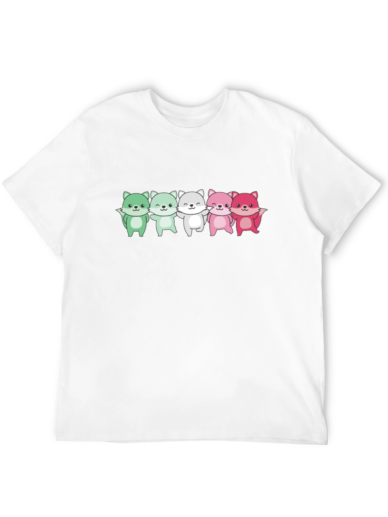 Black Cute Cartoon Foxes Black T-Shirt view 12