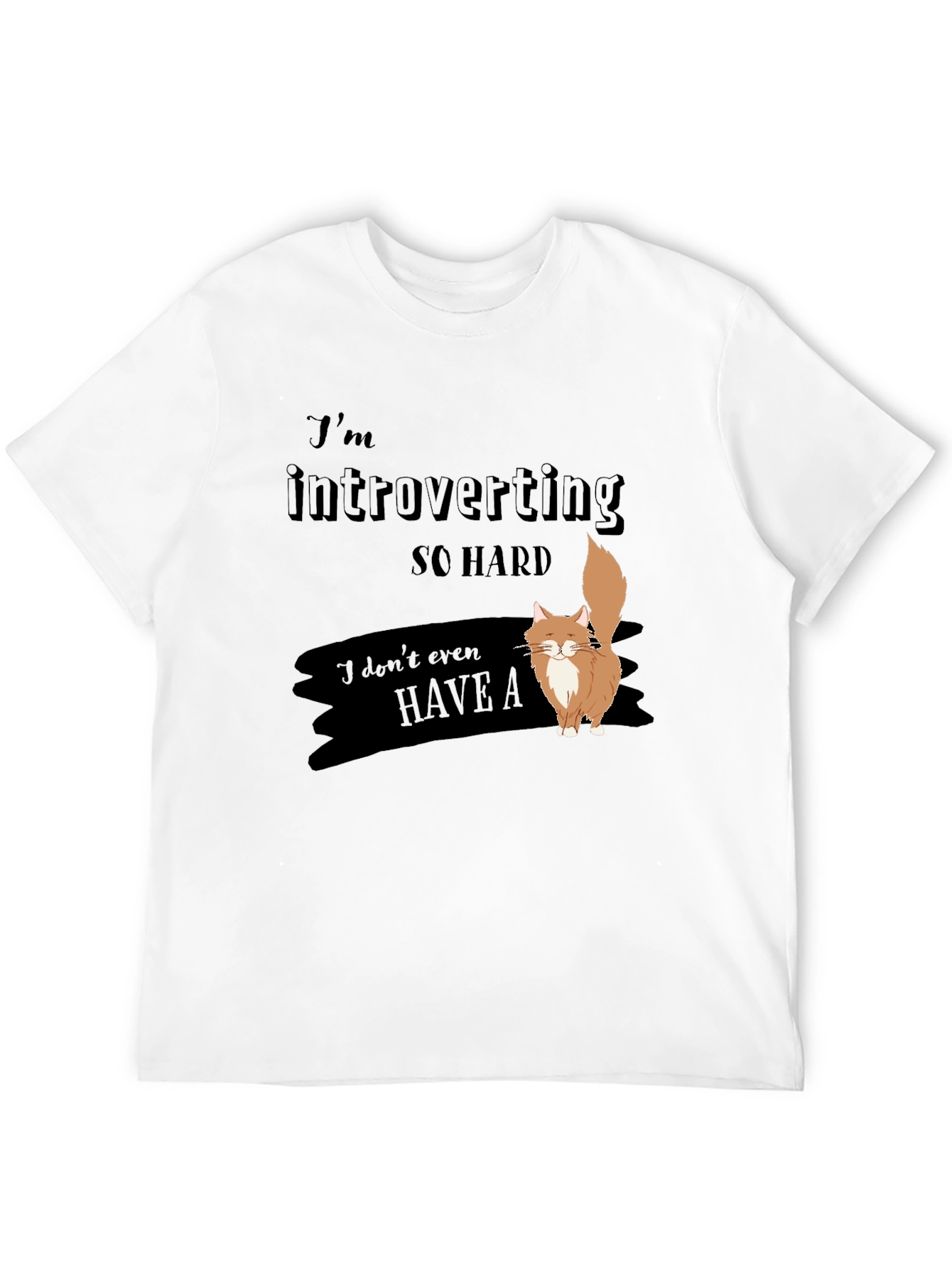 Black Introverted Cat T-Shirt - Soft Cotton Blend view 12