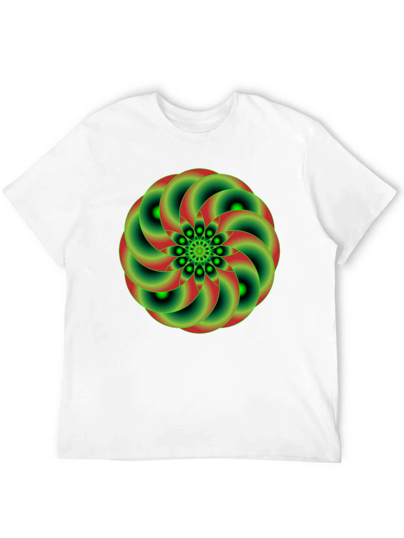 Black Geometric Green & Red Swirl Graphic Tee view 12