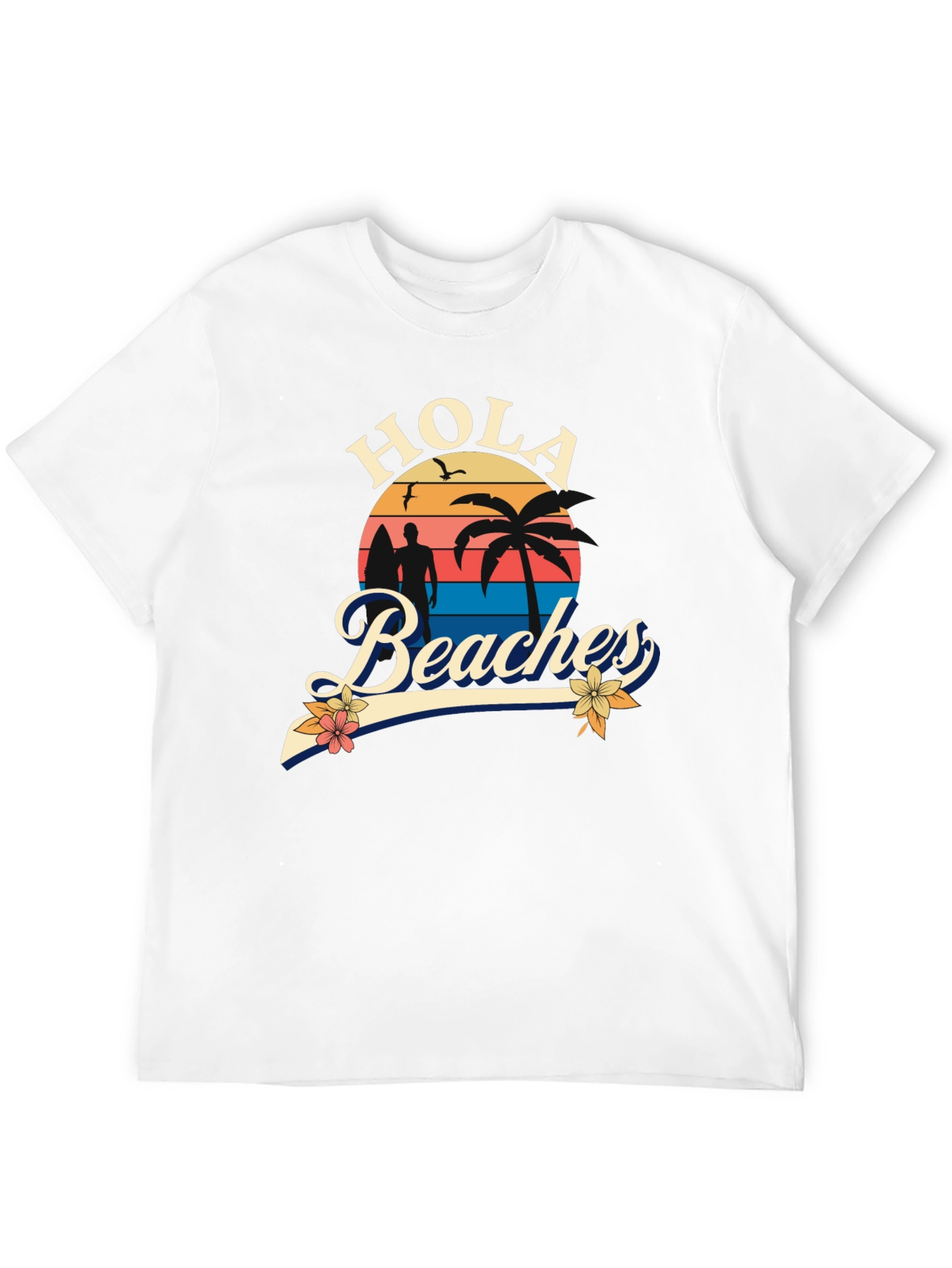 Black Hola Beaches T-Shirt - Sunset Beach Design view 12