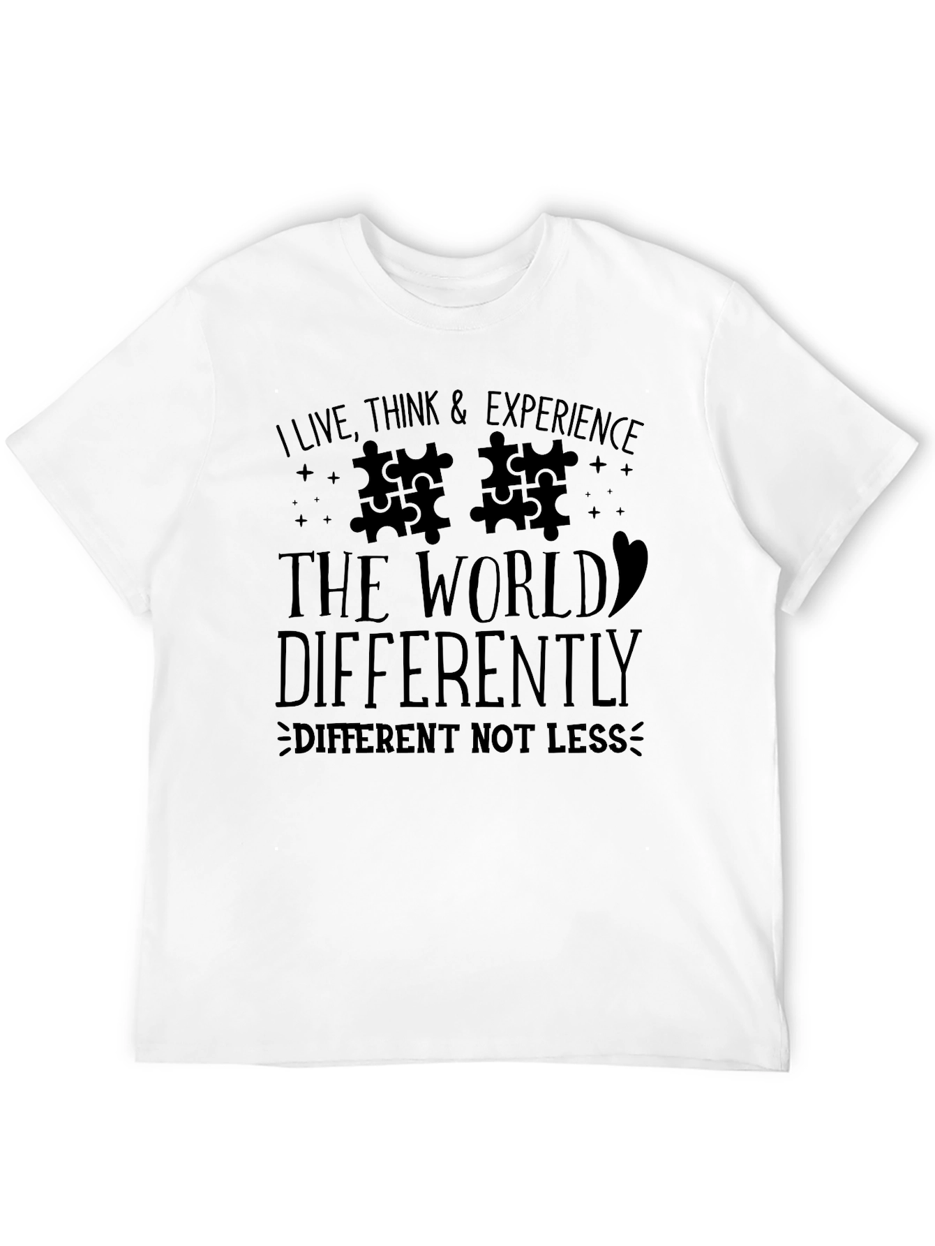 Black Autism Awareness T-Shirt - I Live, Think, Experience view 12