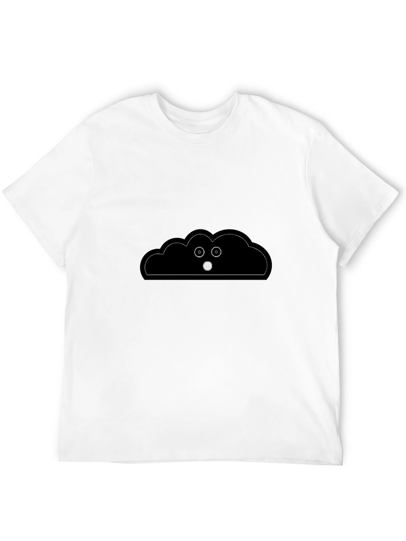 Black Funny Cloud Peeking T-Shirt - Black Cotton Tee view 12