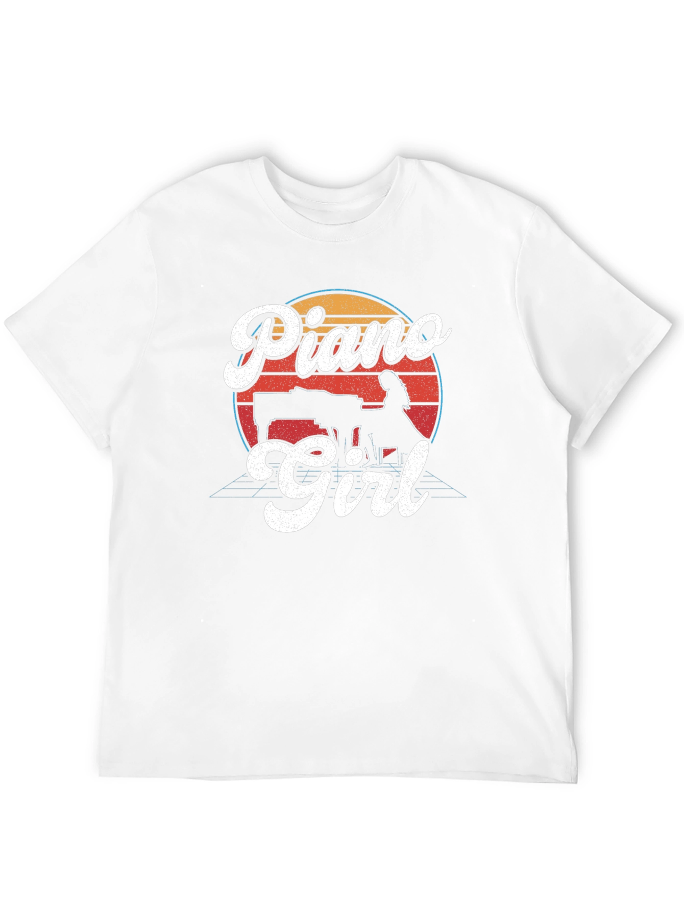 Black Retro Piano Girl Graphic T-Shirt - Black view 12