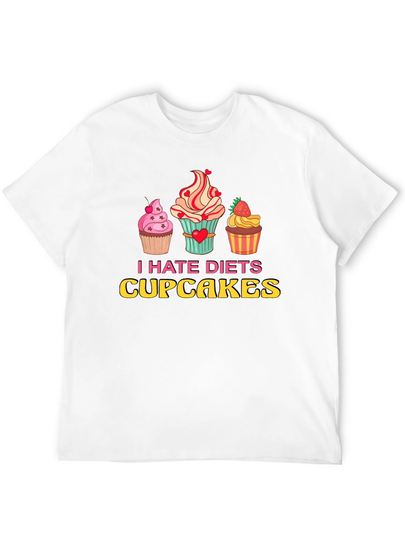 Black I Hate Diets Cupcakes T-Shirt - Funny Foodie Tee view 12
