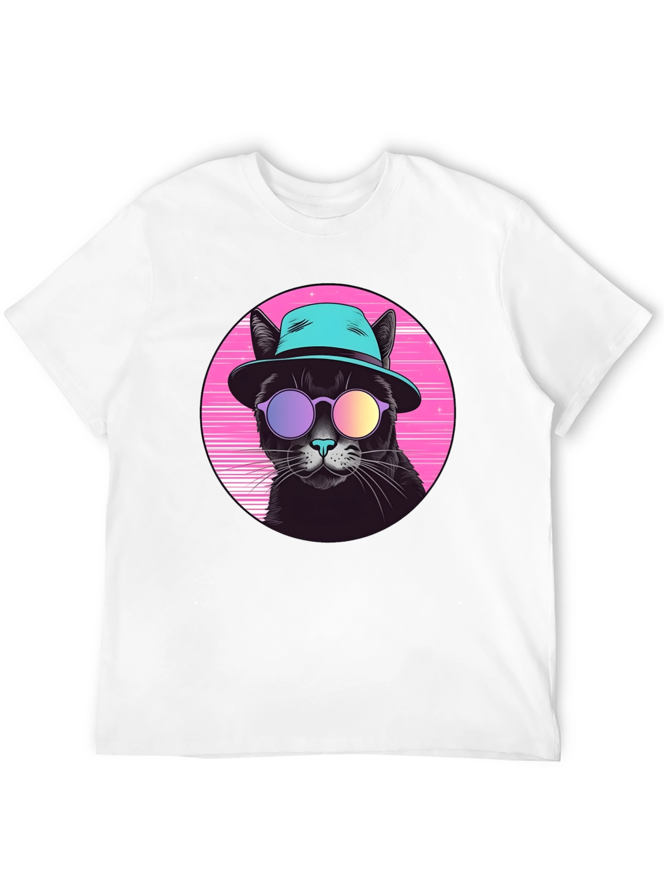 Black Cool Cat Retro T-Shirt view 12