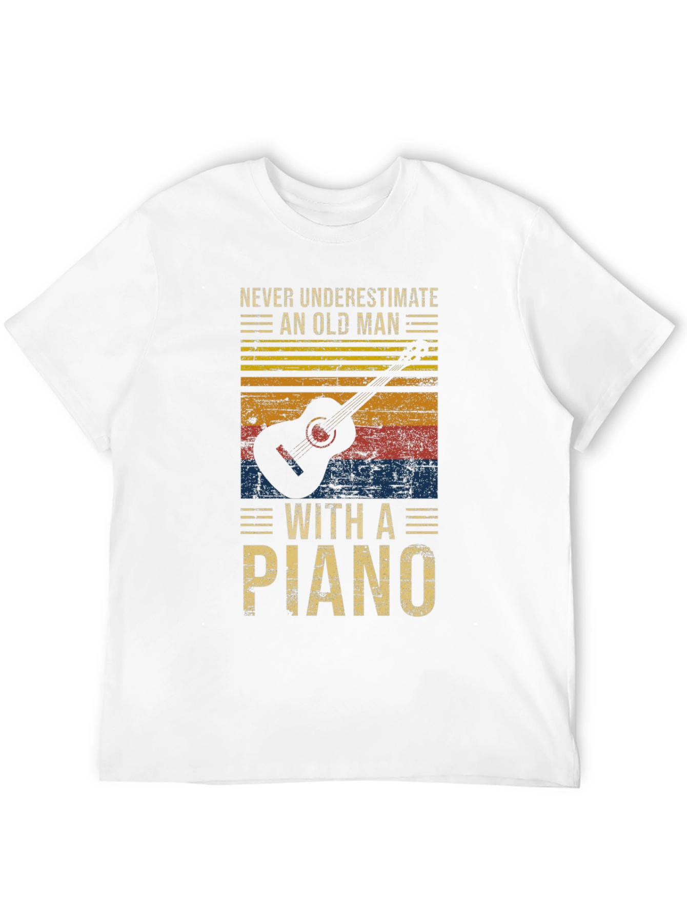 Black Never Underestimate Old Man with a Piano Graphic T-Shirt view 12
