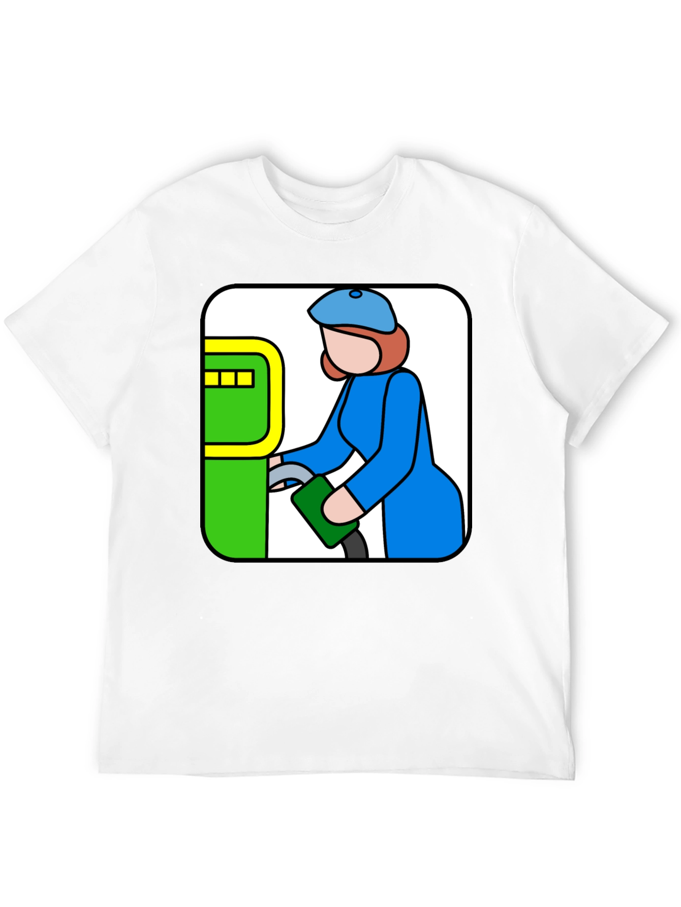 Black Cartoon Gas Station T-Shirt - Black Cotton Tee view 12