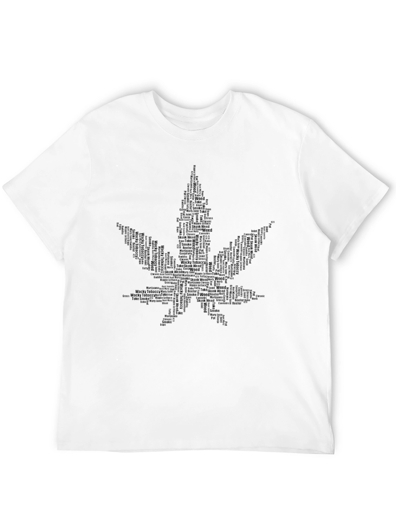 Black Cannabis Leaf Word Art T-Shirt - Black view 12