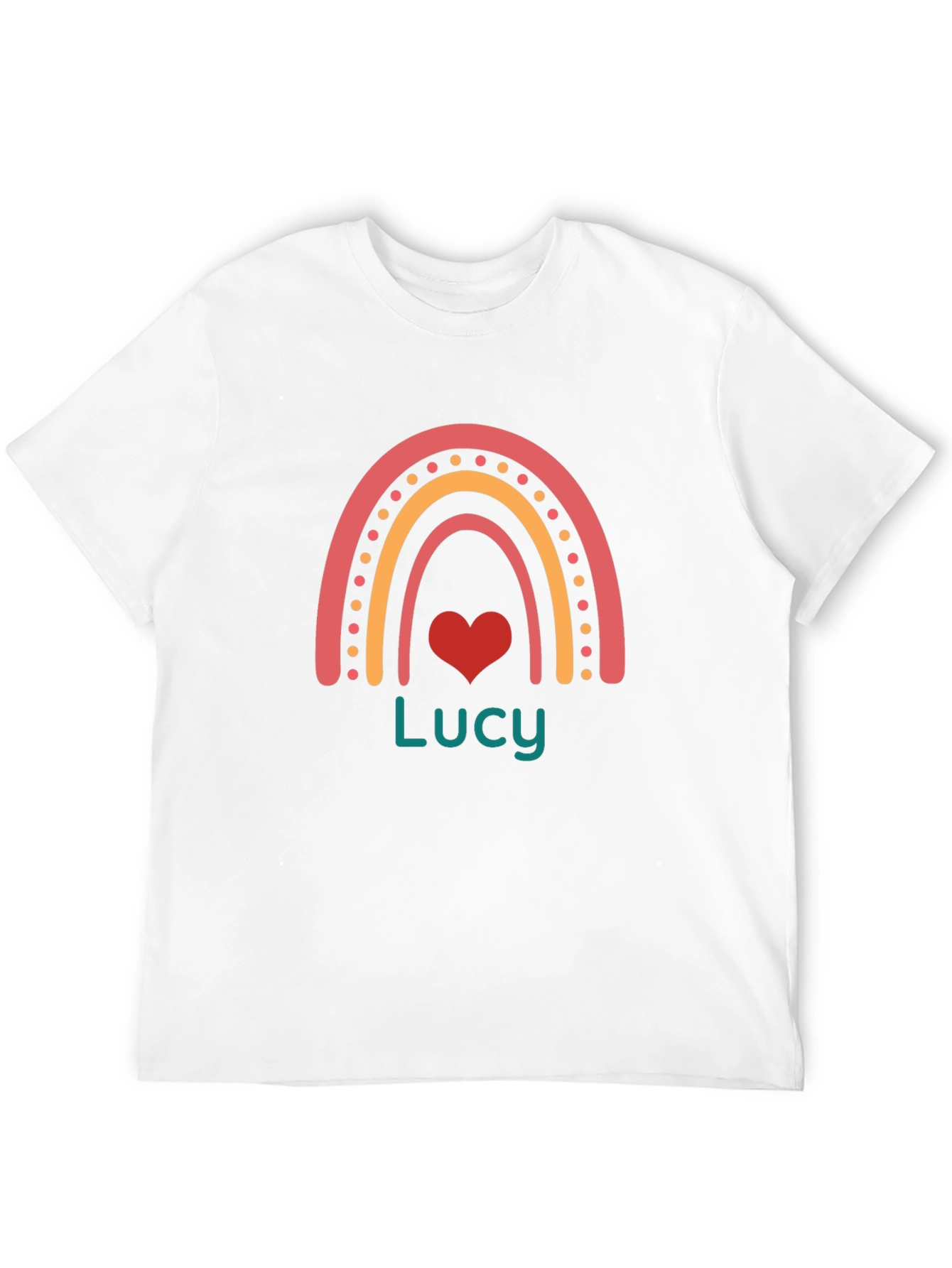 Black Lucy Rainbow Heart Personalized T-Shirt view 12