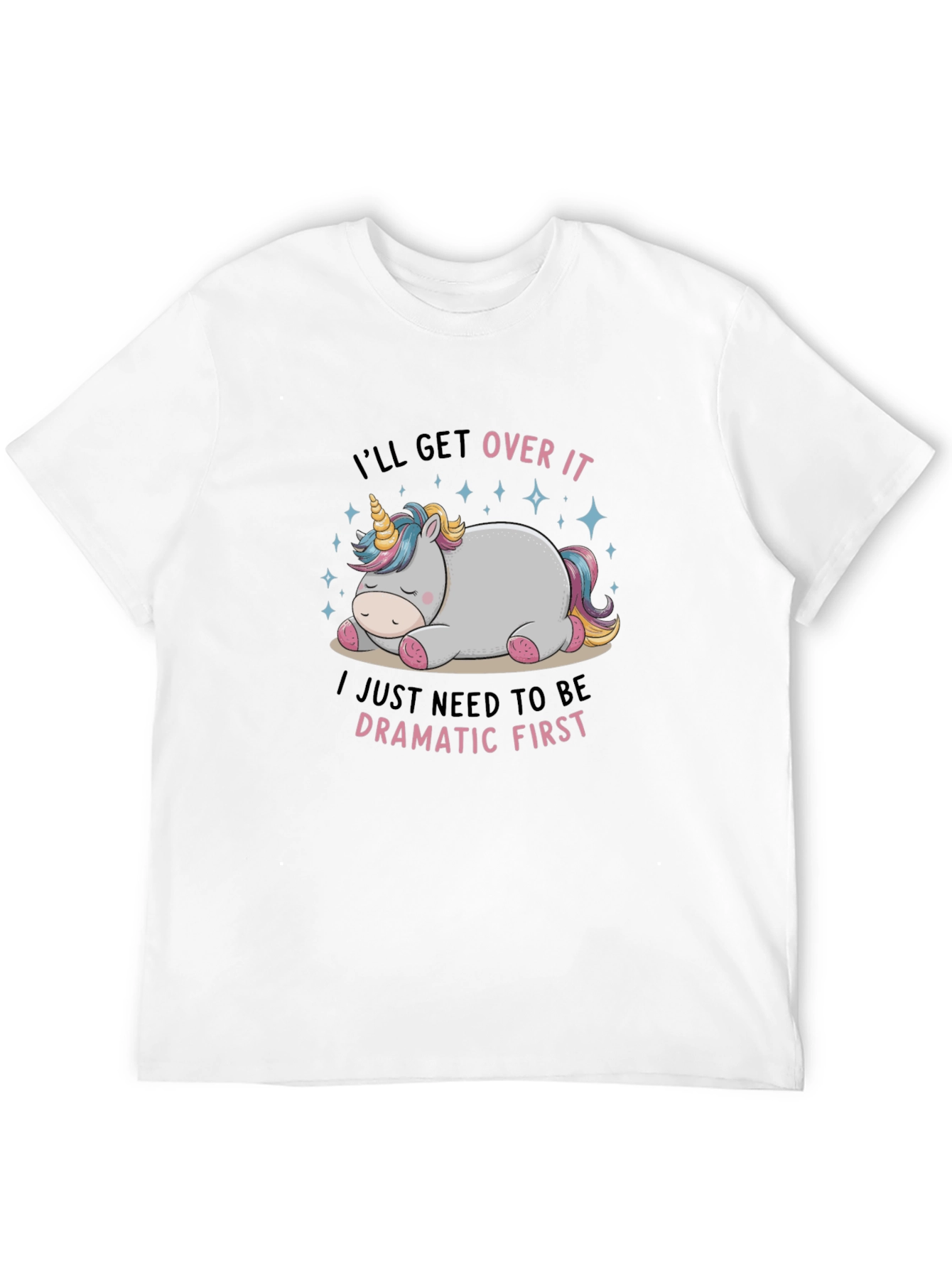 Black Dramatic Unicorn T-Shirt - I'll Get Over It Tee view 12