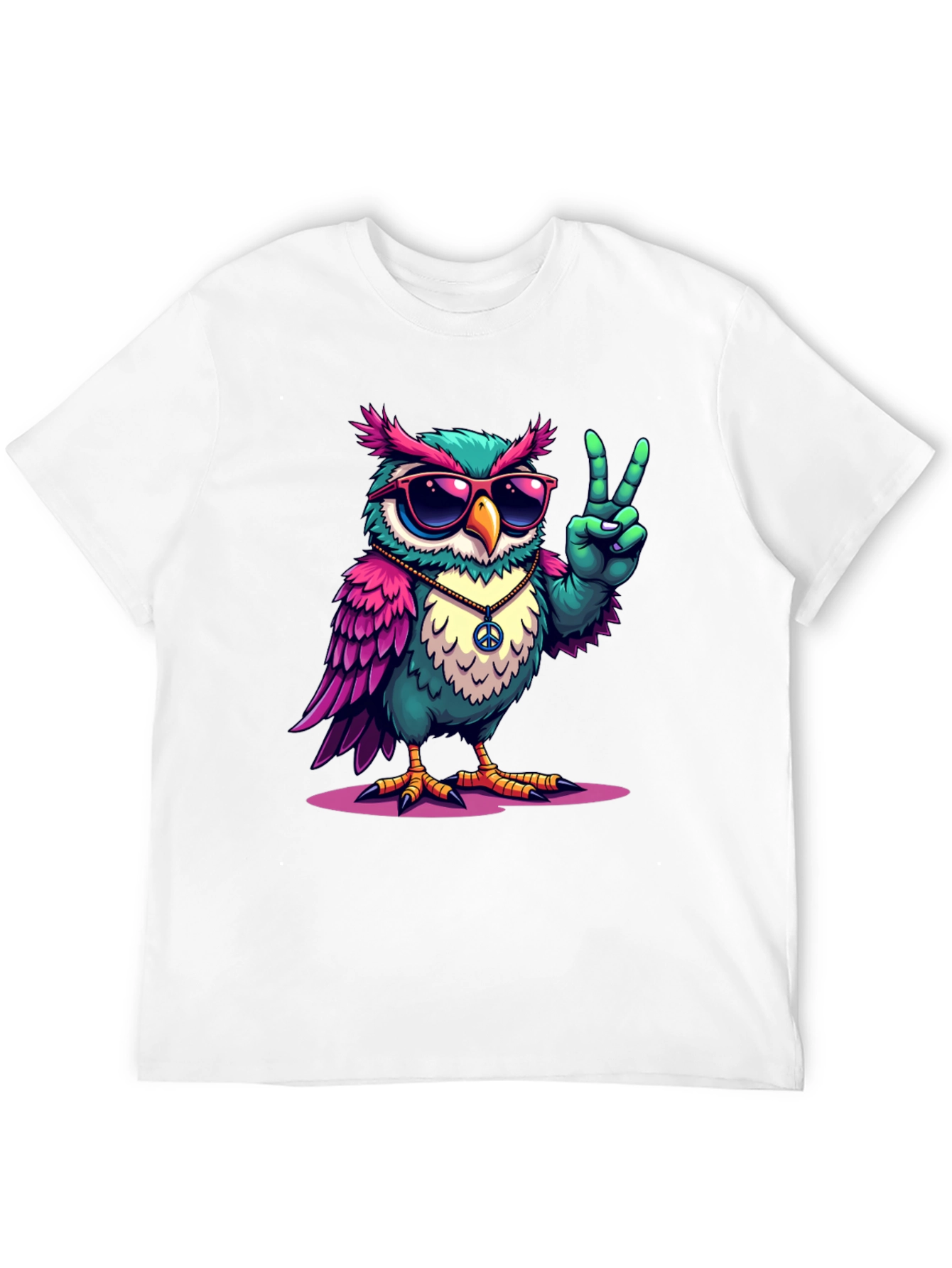 Black Cool Owl Peace Sign T-Shirt view 12