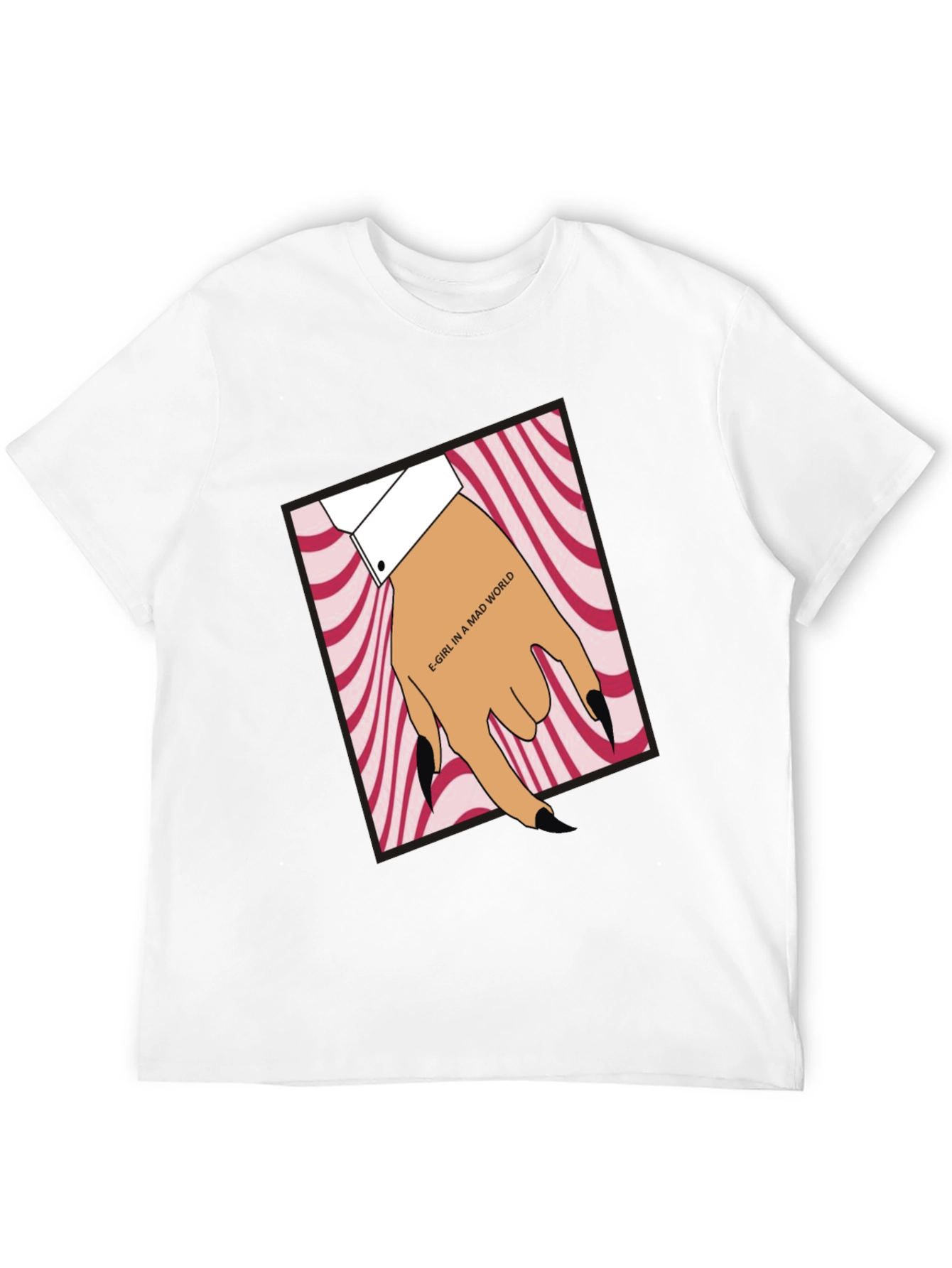 Black E-Girl in a Mad World Black T-Shirt view 12