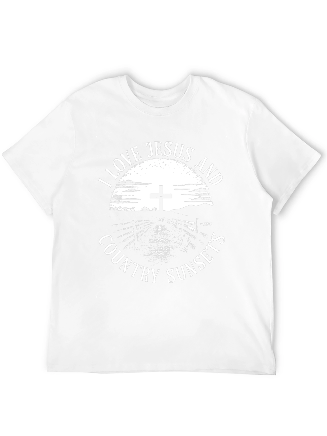 Black I Love Jesus and Country Sunsets Graphic Tee view 12