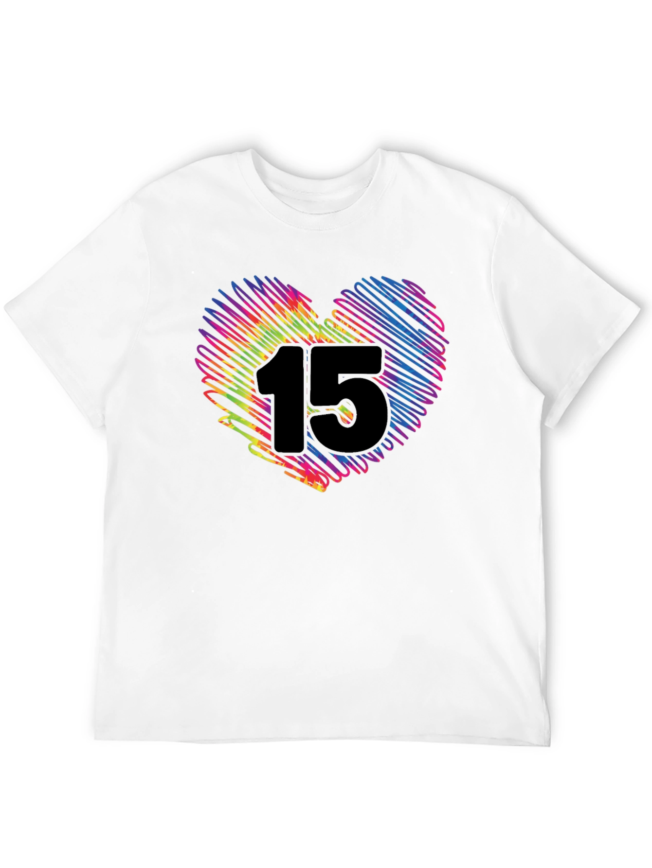 Black Rainbow Heart 15 T-Shirt - Black Cotton Blend view 12