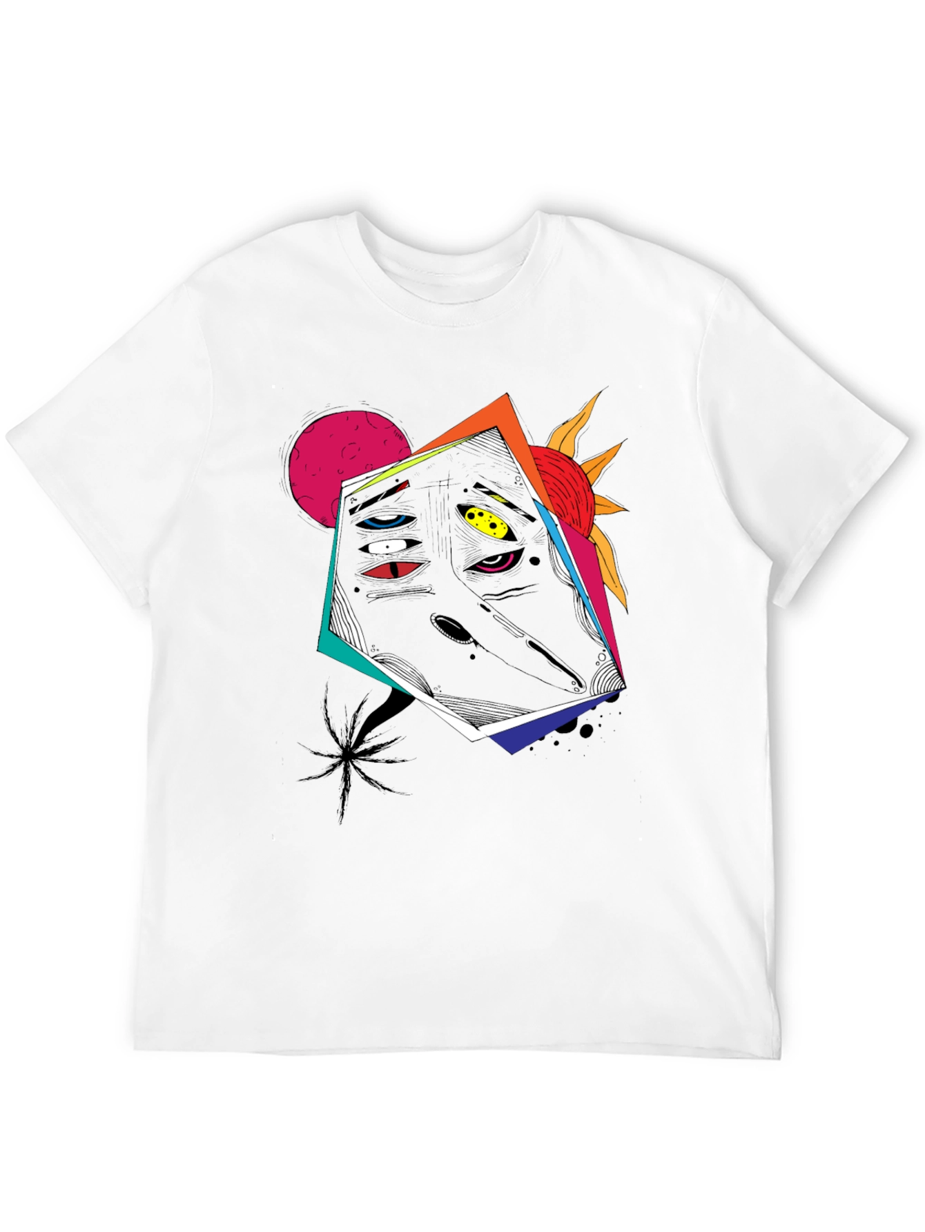 Black Abstract Graphic Print Black Tee view 12