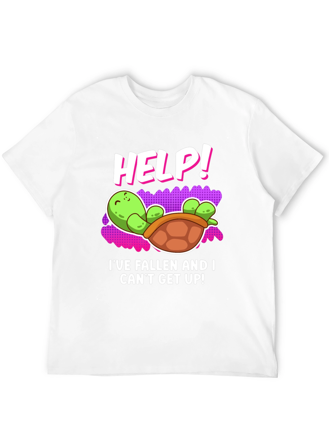 Black Help! Turtle T-Shirt - Funny Fallen Turtle Design view 12