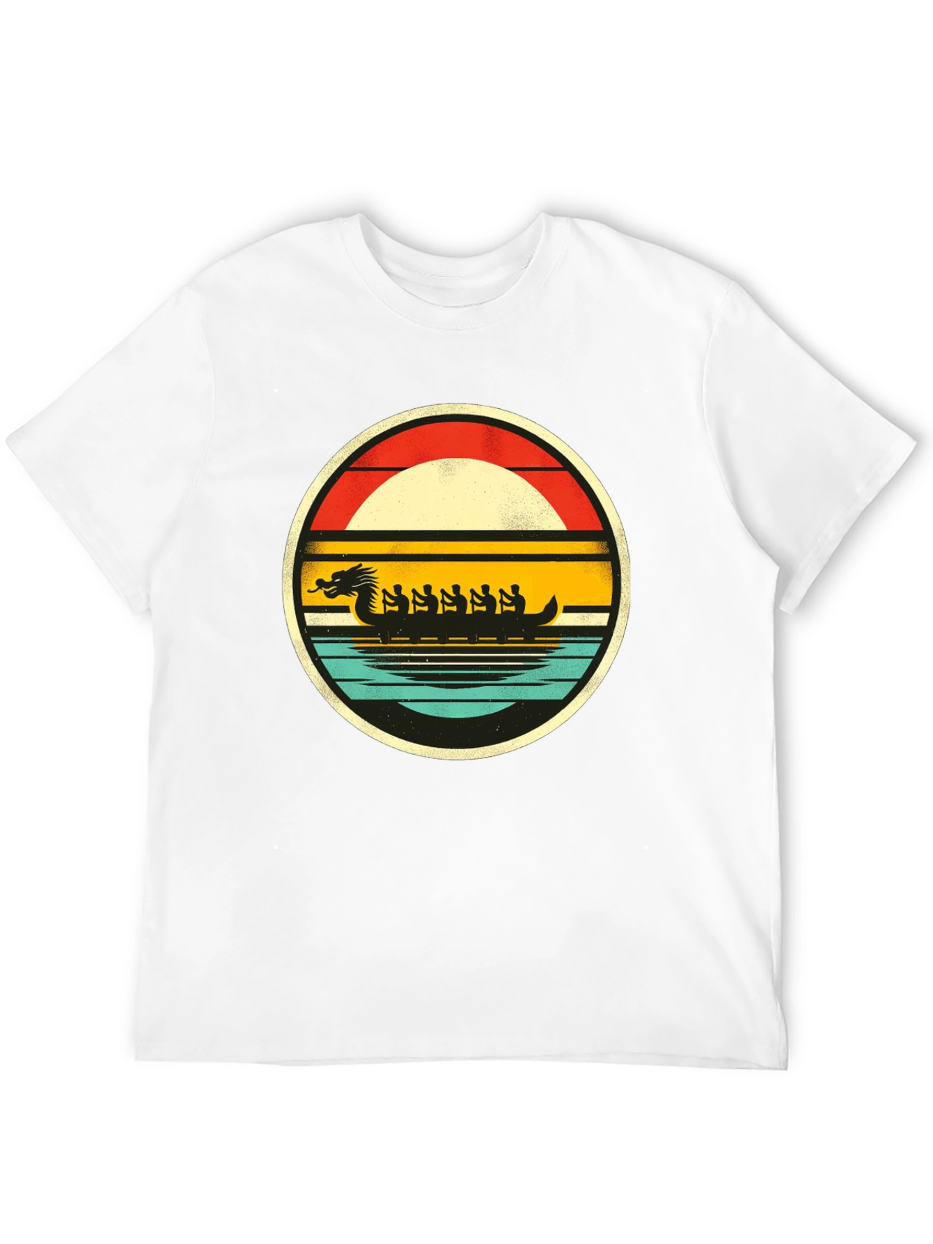 Black Dragon Boat Retro T-Shirt view 12
