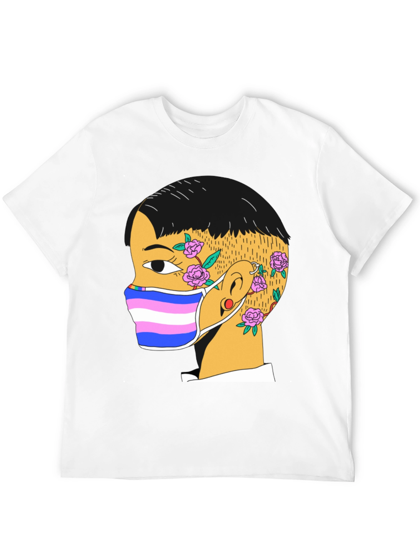 Black Graphic Tee with Trans Pride Mask Design view 12