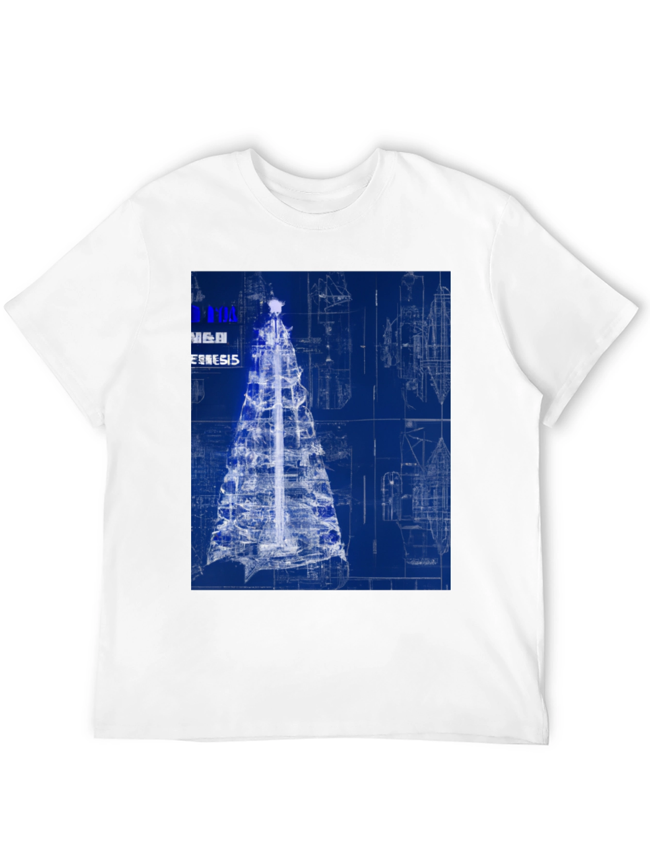 Black Blueprint Christmas Tree Graphic Tee view 12
