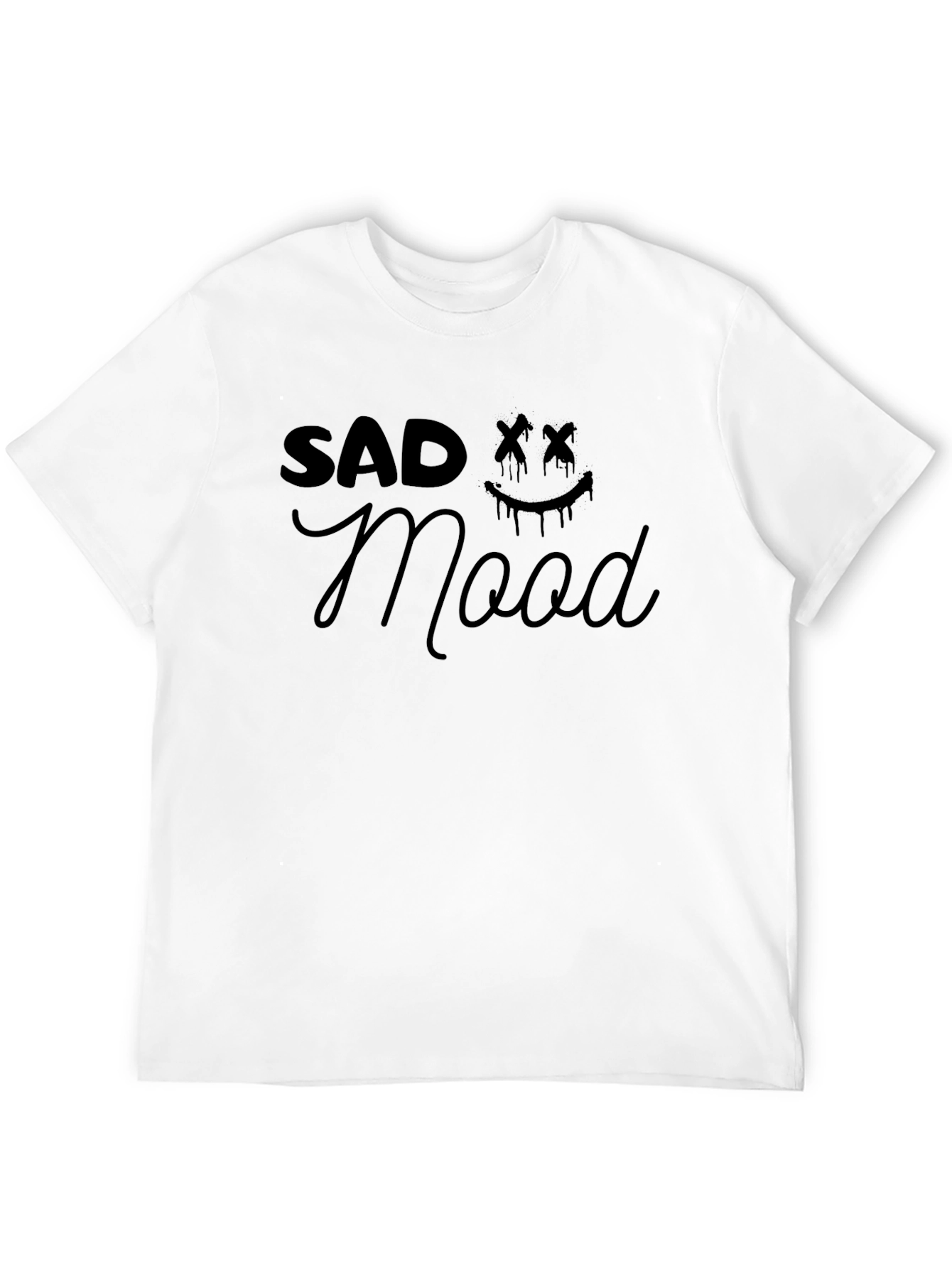 Black Sad Mood Black Graphic Tee Shirt view 12