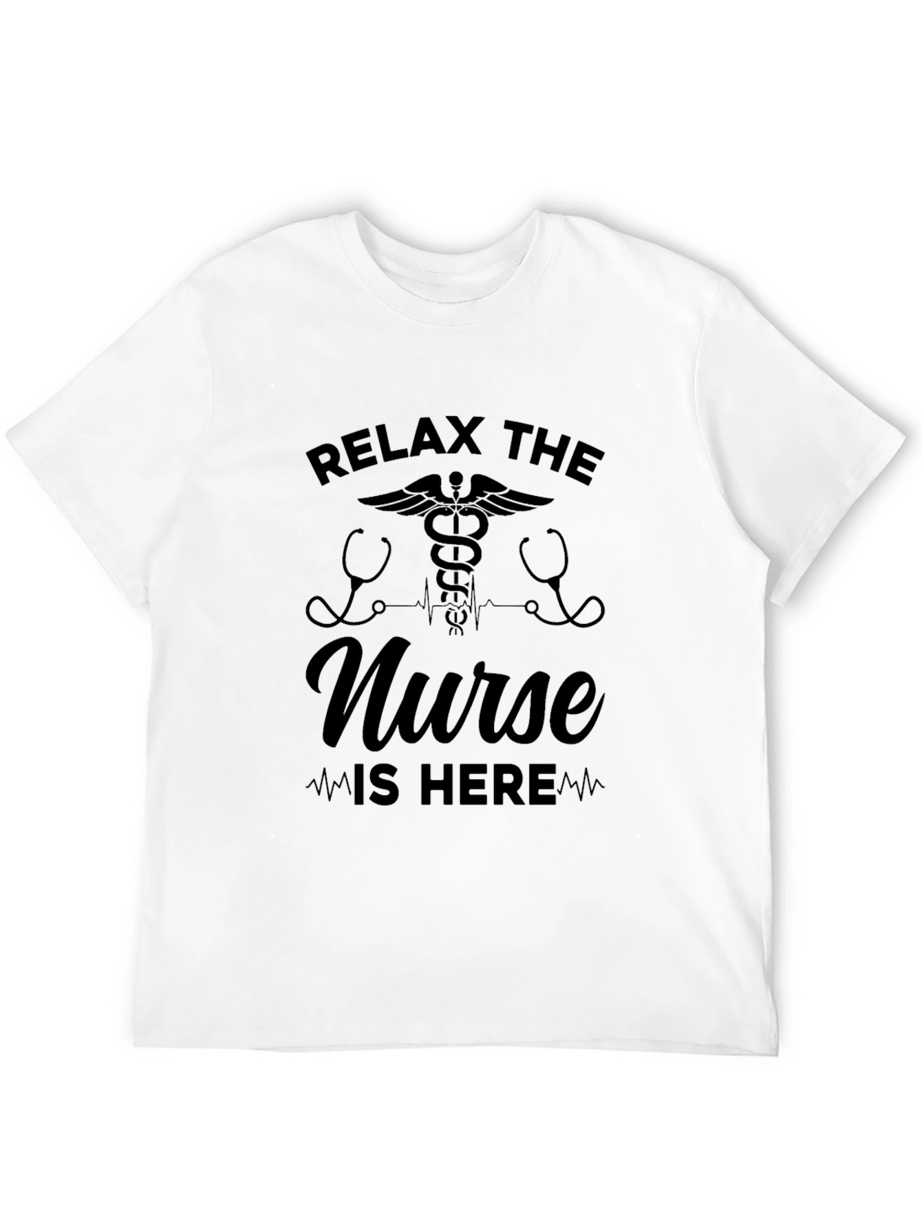 Black Relax the Nurse is Here Black T-Shirt view 12