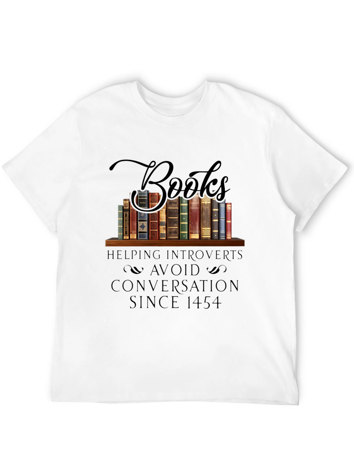 Black Introvert Book Lover T-Shirt: Avoid Conversations Since 1454 view 12