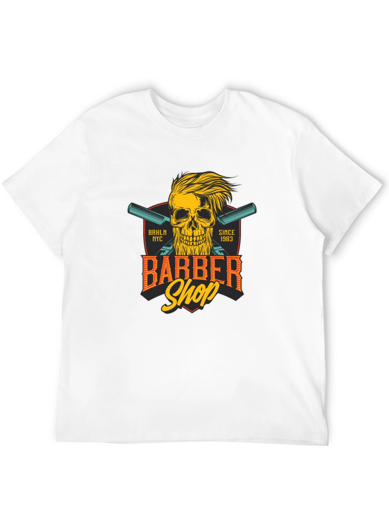 Black Barber Shop Skull T-Shirt - Est. 1983 view 12