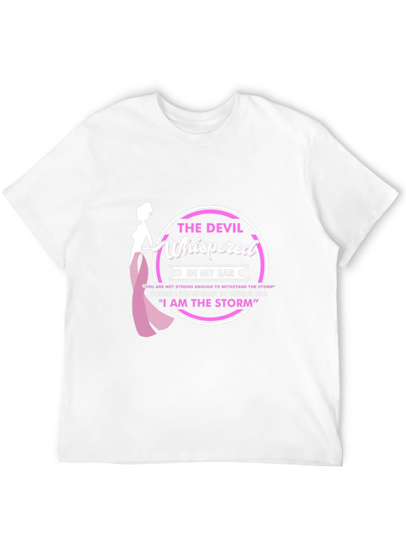 Black The Devil Whispered T-Shirt - Breast Cancer Awareness view 12