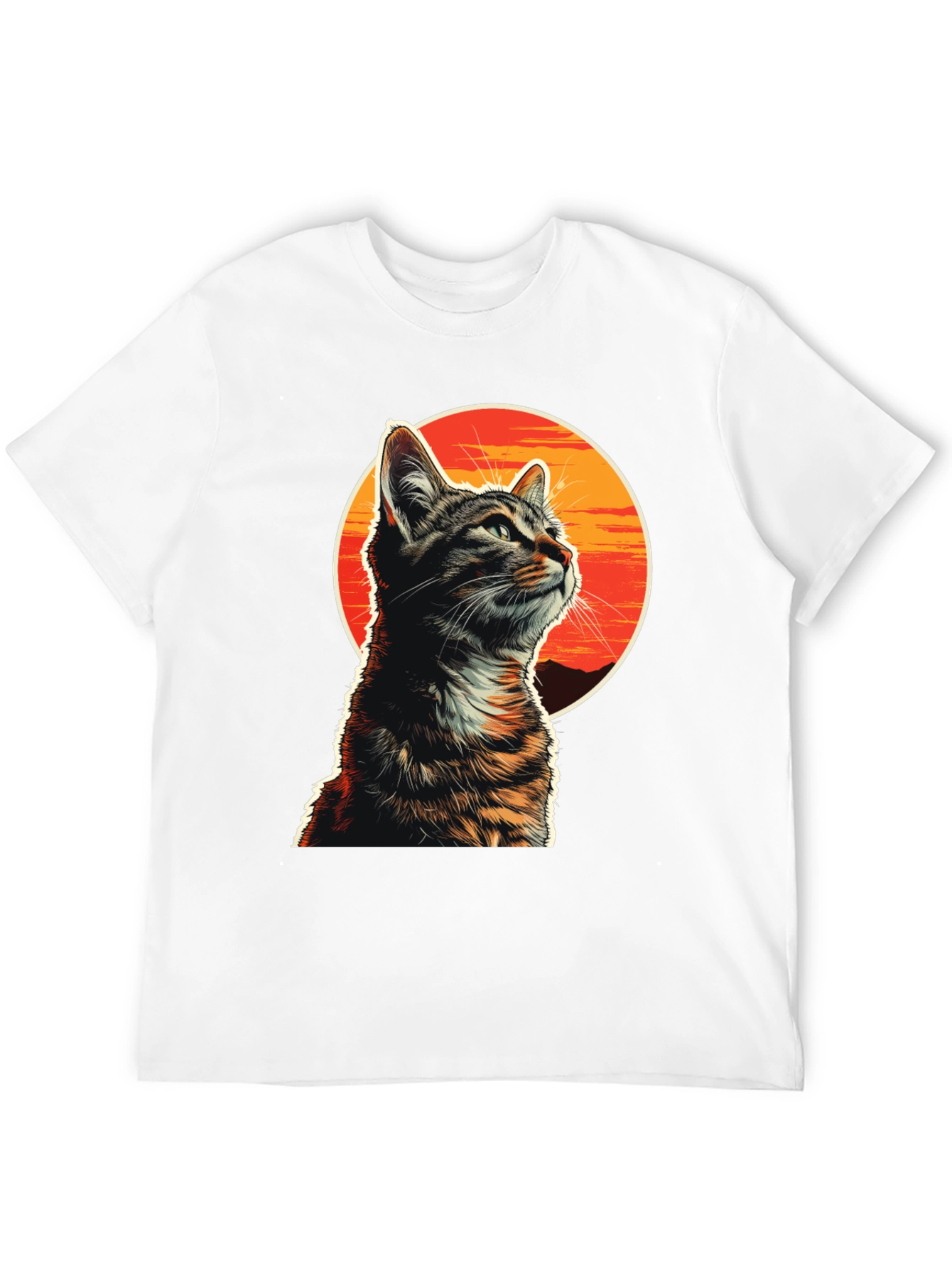 Black Sunset Cat Graphic T-Shirt - Unique Design view 12