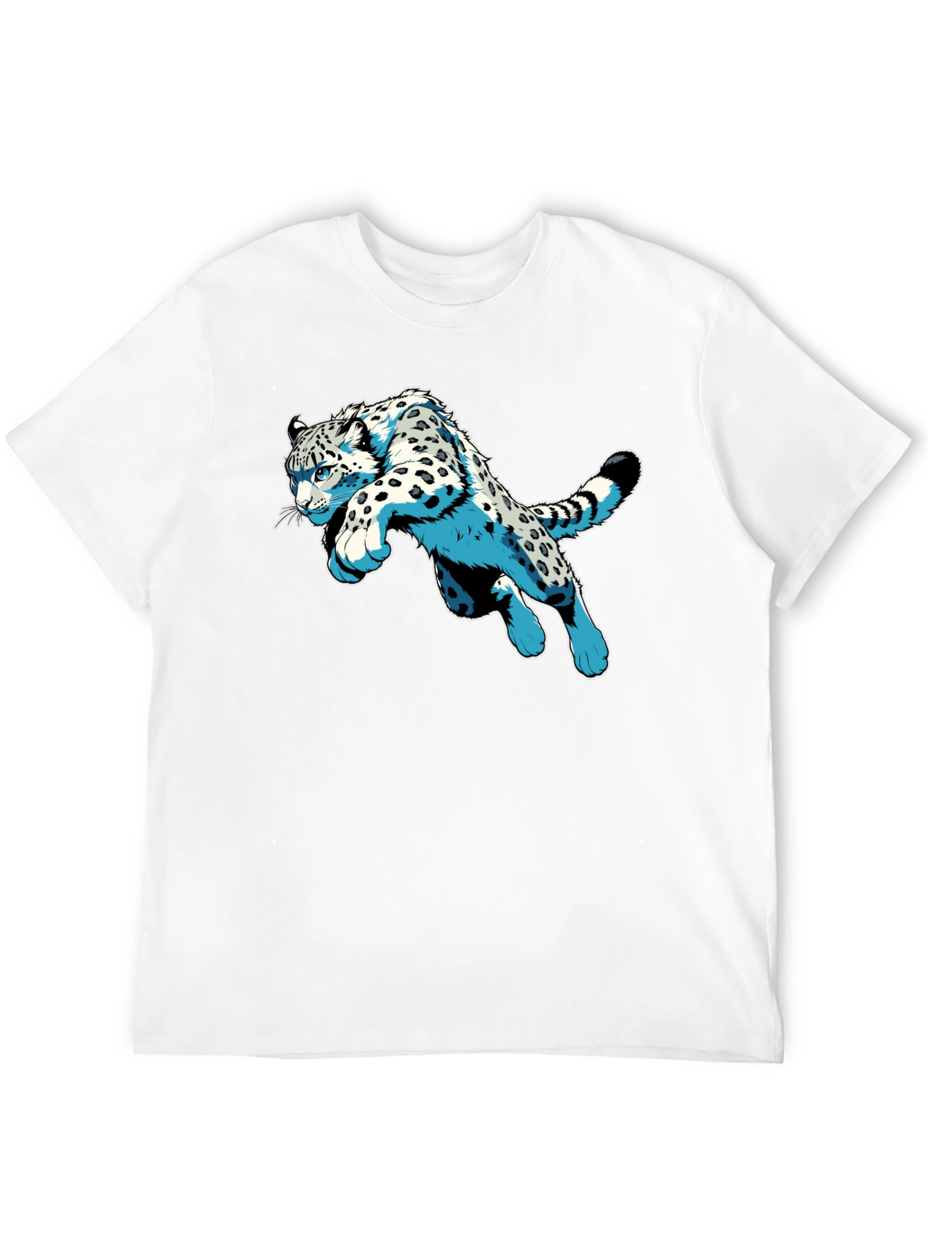 Black Snow Leopard Graphic Print Black T-Shirt view 12