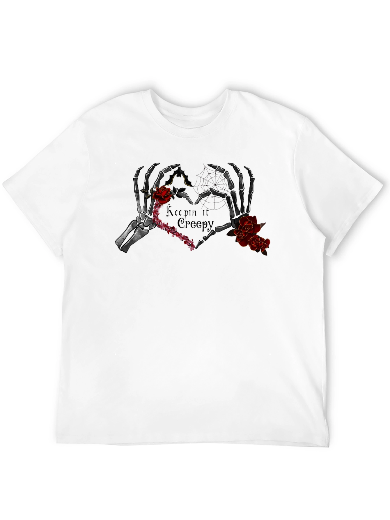 Black Keepin' It Creepy Skeleton Heart T-Shirt view 12