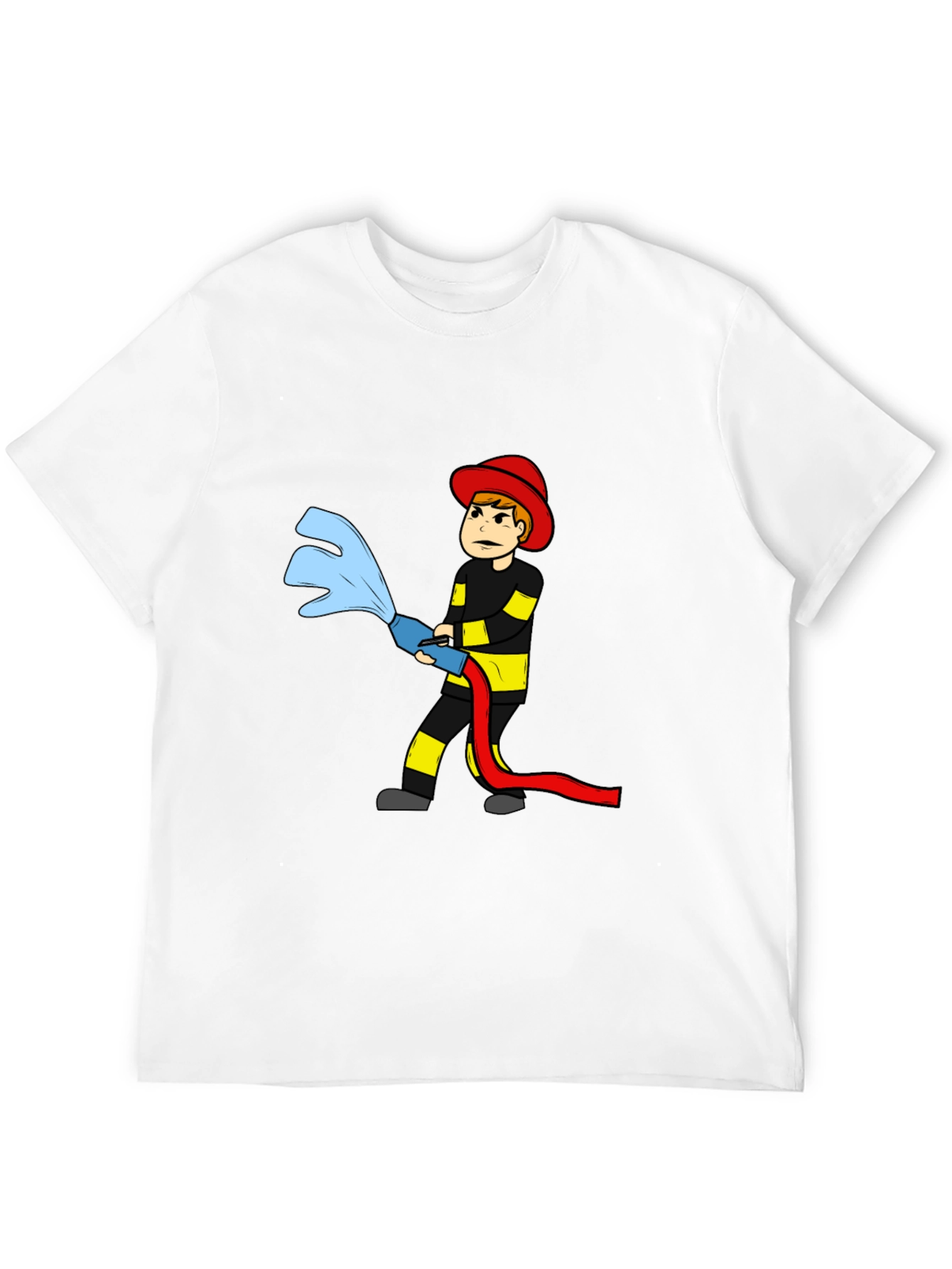 Black Cartoon Firefighter T-Shirt view 12