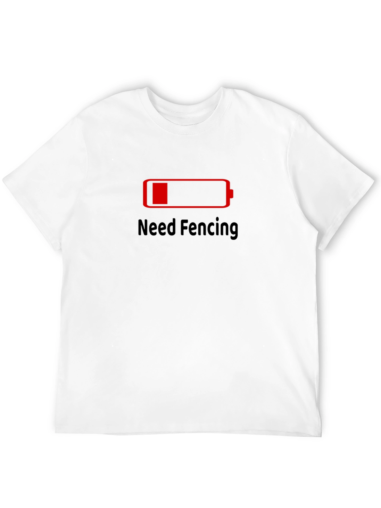 Black Need Fencing T-Shirt Low Battery Black Cotton Tee view 12