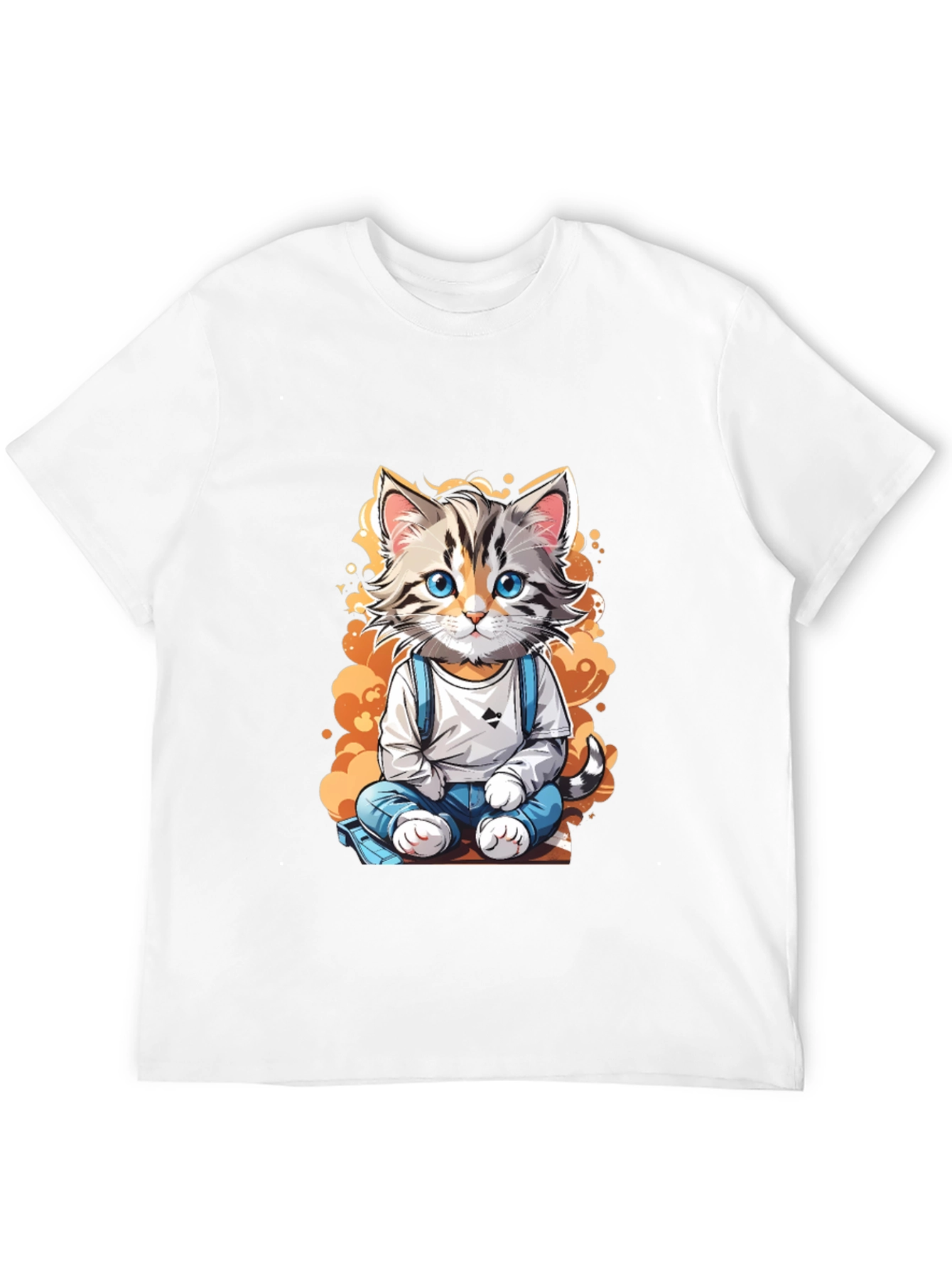 Black Cute Cartoon Cat Graphic Tee view 12
