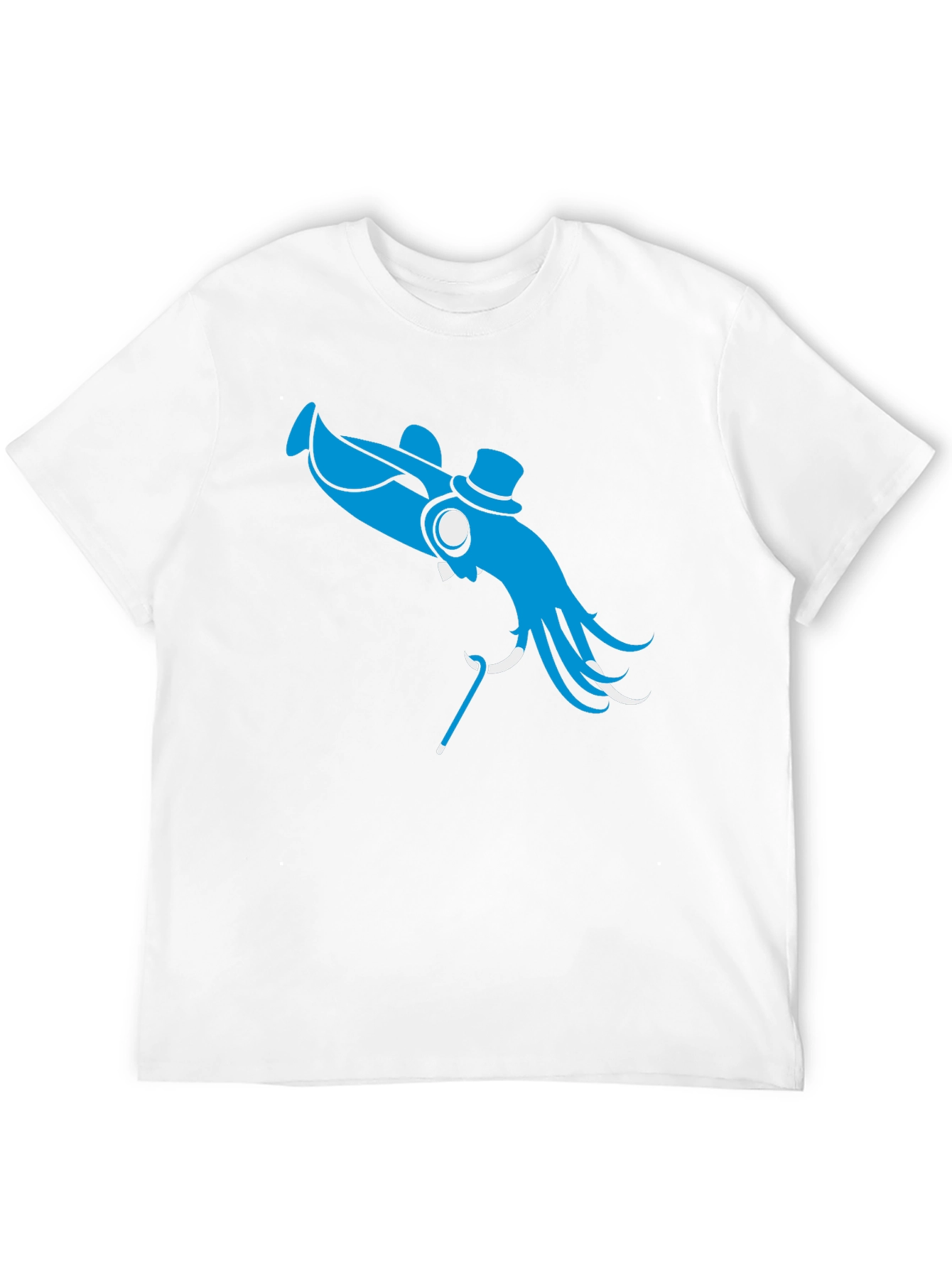 Black Blue Octopus Top Hat Cane T-Shirt - Unique Design view 12
