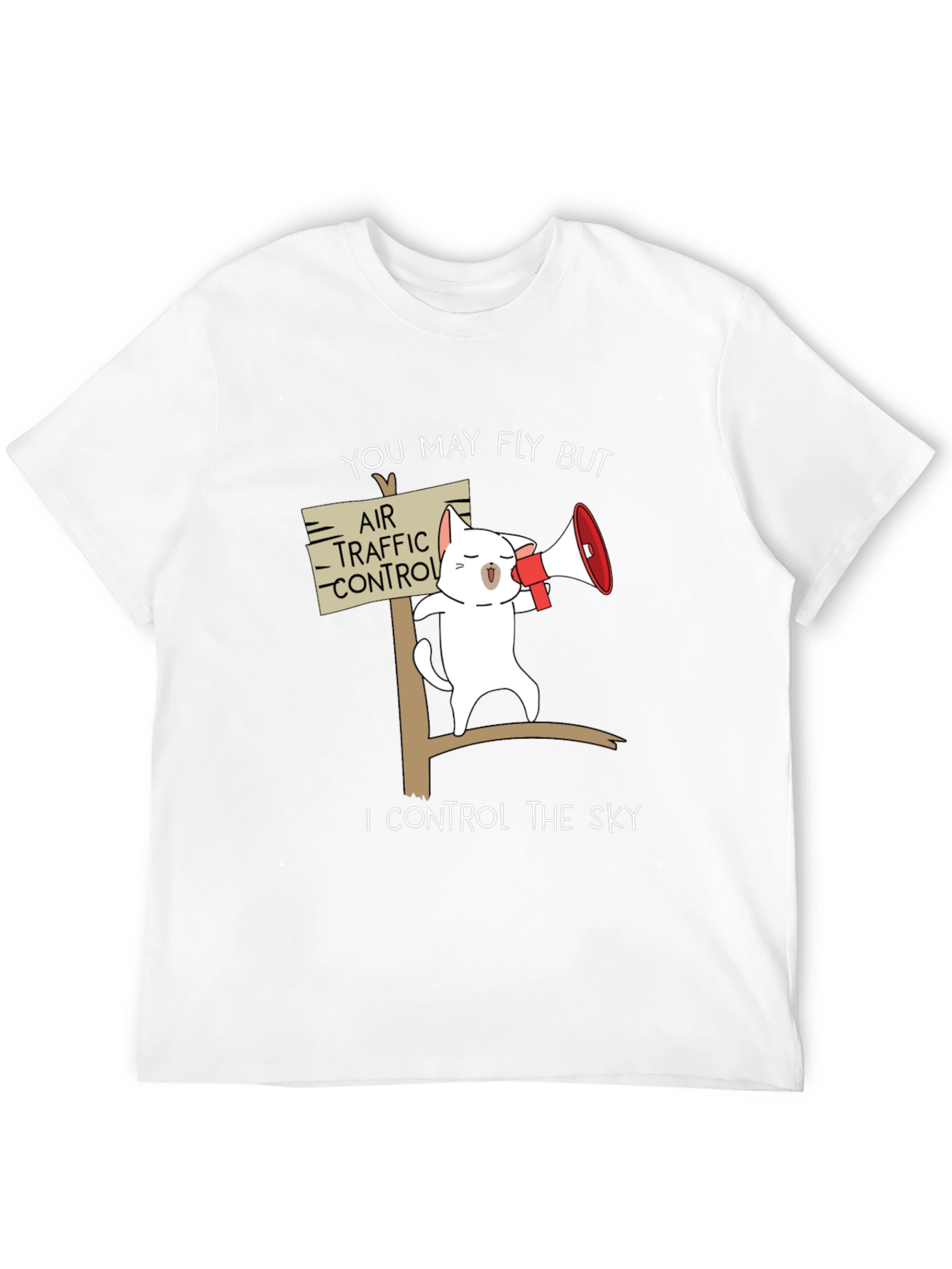 Black Funny Air Traffic Control Cat T-Shirt view 12